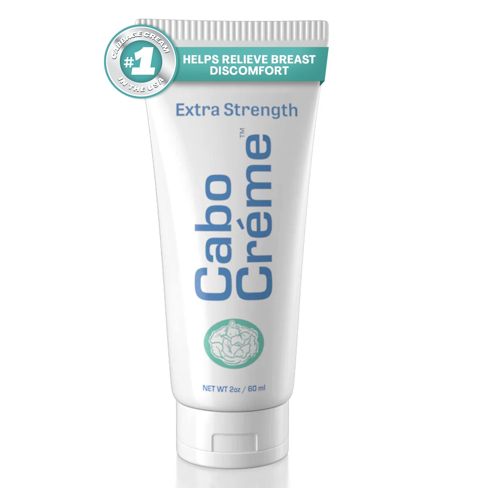 CaboCreme Extra Strength Cabbage Breast Cream - 2X Strength for Engorgement Relief and Breastfeeding Weaning Support - Dry Up Breast Milk - OB-GYN Created & Breastfeeding Mother-Approved - 2 oz