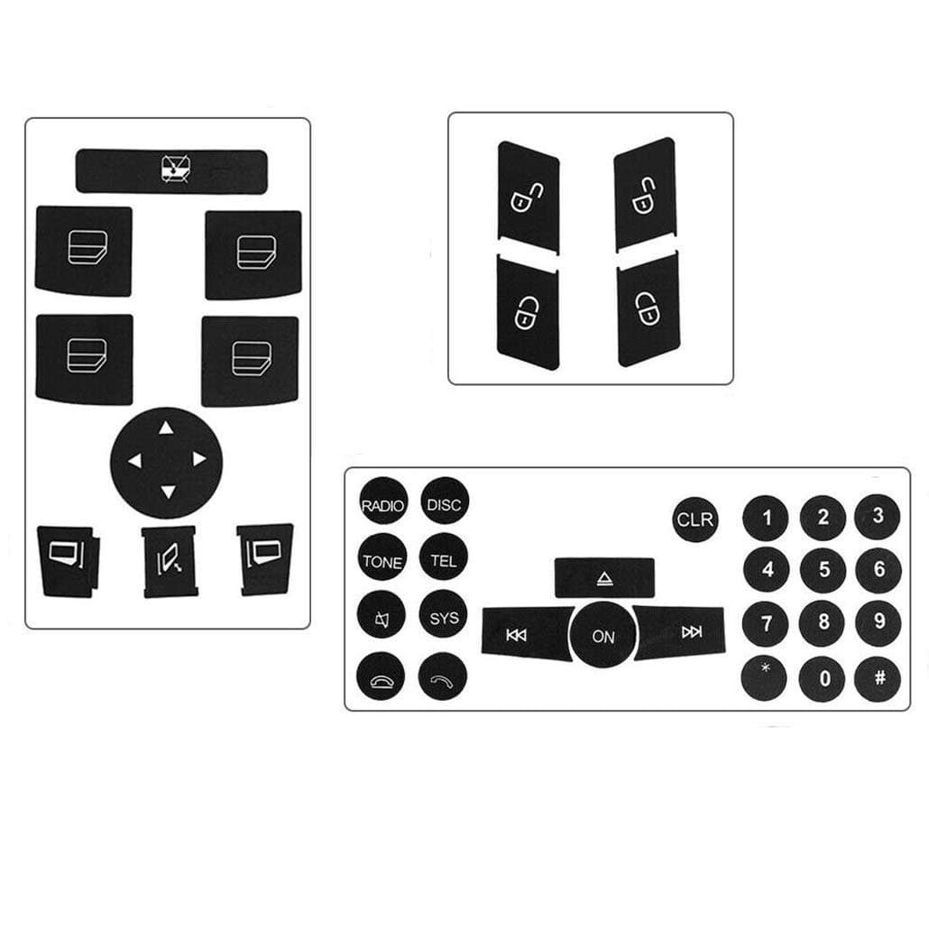 Car Interior Button Repair Stickers Kit Window Switch Door Lock Switch Radio Number Button Decals Accessories Fit for 2008-2014 Mercedes Benz W204 C250 C350 E-Class Ml Gl Glk