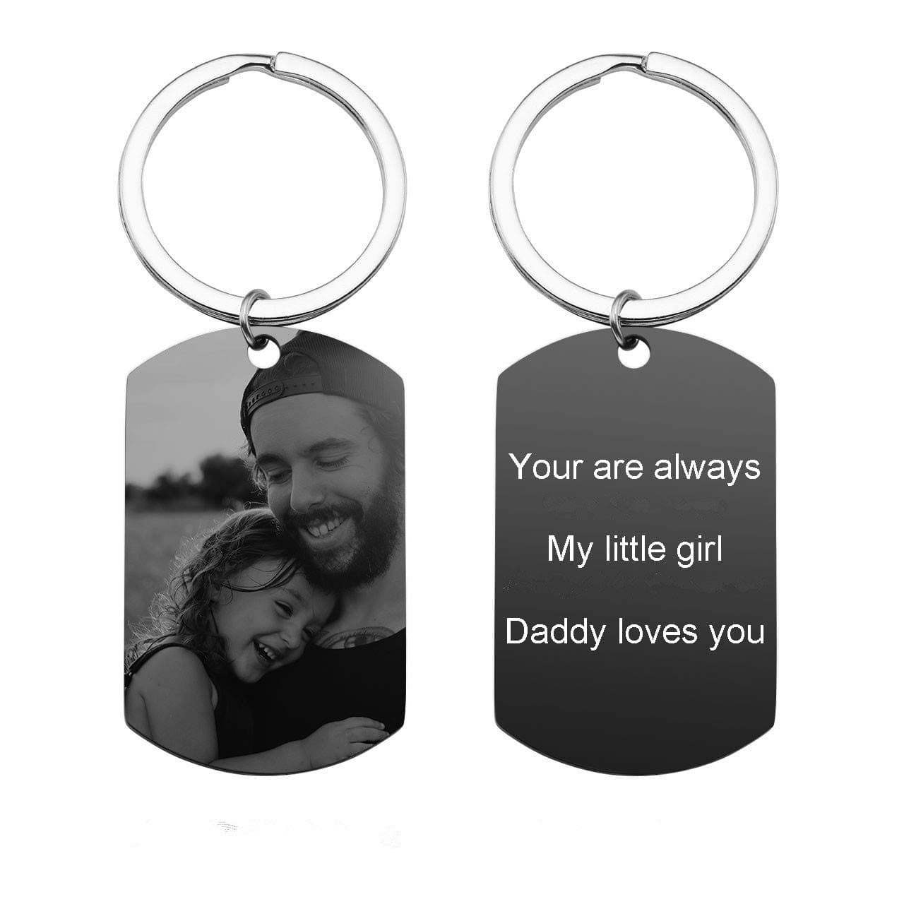 Personalized MasterCustom Photo/Text Dog Tag Customized Picture Keychain Keyring for Men Women Anniversary Birthday Gift