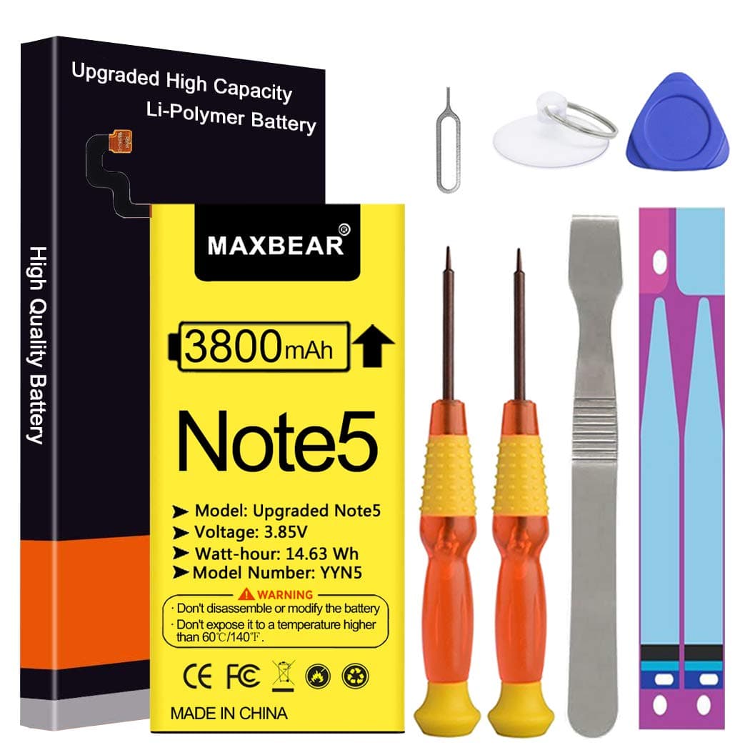 MAXBEAR Galaxy Note 5 Battery, (Upgraded) 3800mAh 3.85V Li-Polymer Replacement Battery EB-BN920ABE for Samsung Galaxy Note 5 SM-N920 N920T N920A N920P N920V with Repair Tool Kit