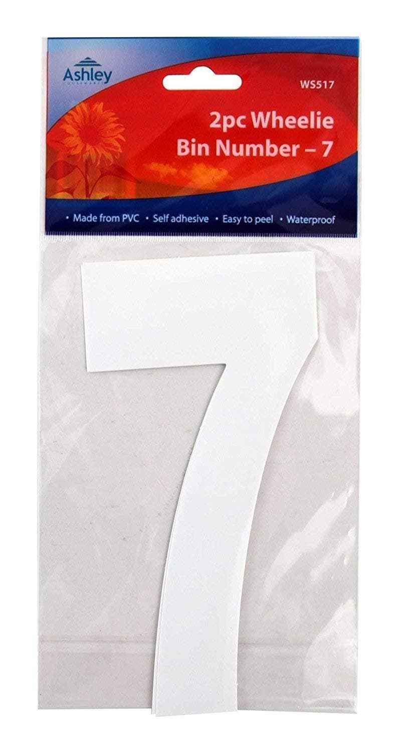 Ashley Wheelie Adhesive and Waterproof Bin Number 7 Pack of 2