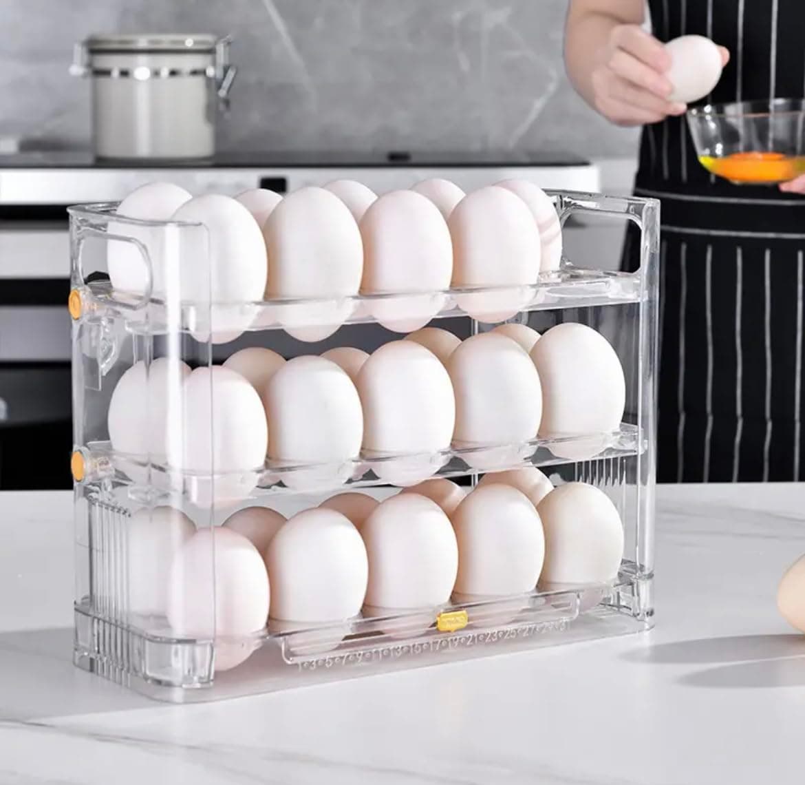 Blue Coral Egg Storage Organizer (1/2-Pack) Anti-Slipping Household Egg Containers Boxes Special-purpose Kitchen Gadgets for Refrigerator Side Door (2-Pack, Transparent)