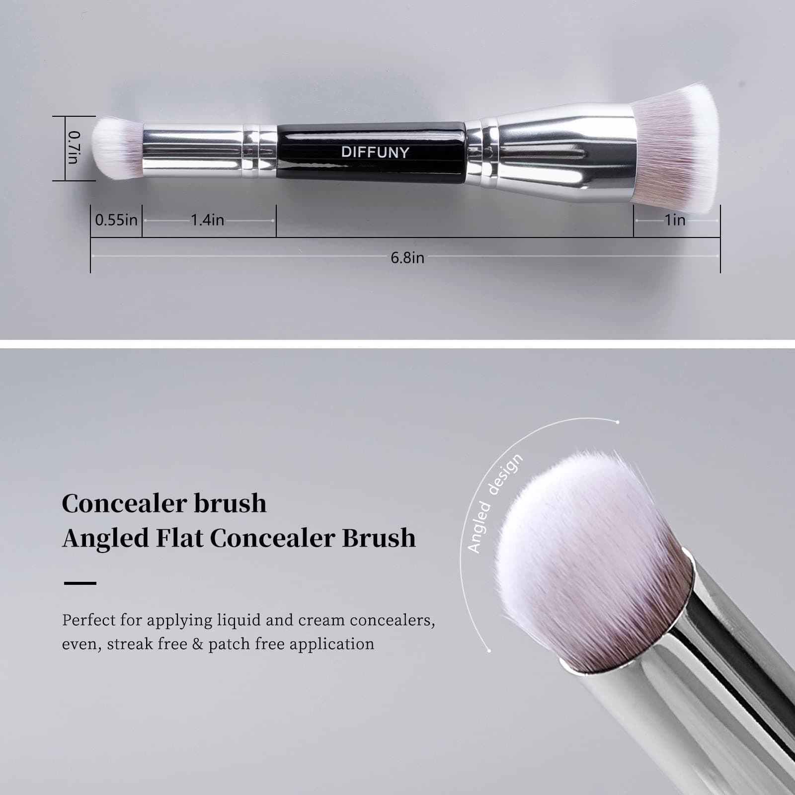 Large Makeup Brushes Double Ended Foundation Brush & Concealer Brush, Flat Top Kabuki Foundation Brush for Liquid, Cream, Blending, Buffing, Concealer, Dual Sided Make Up Brushes