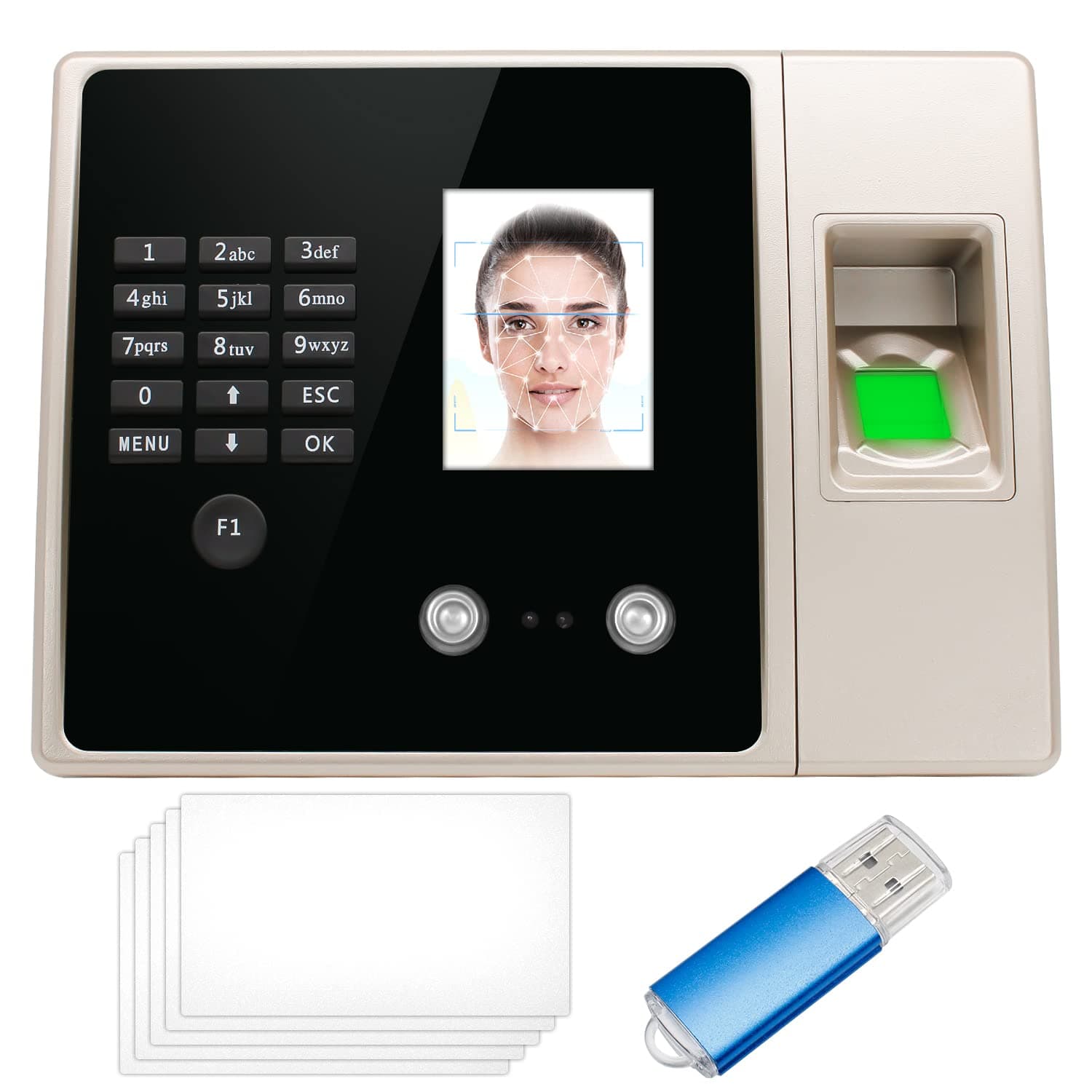 Time Clocks for Small Business,Clock in and Out Machine for Employees with Face Recognition,Fingerprint Scan,ID Card,PIN Punching in One