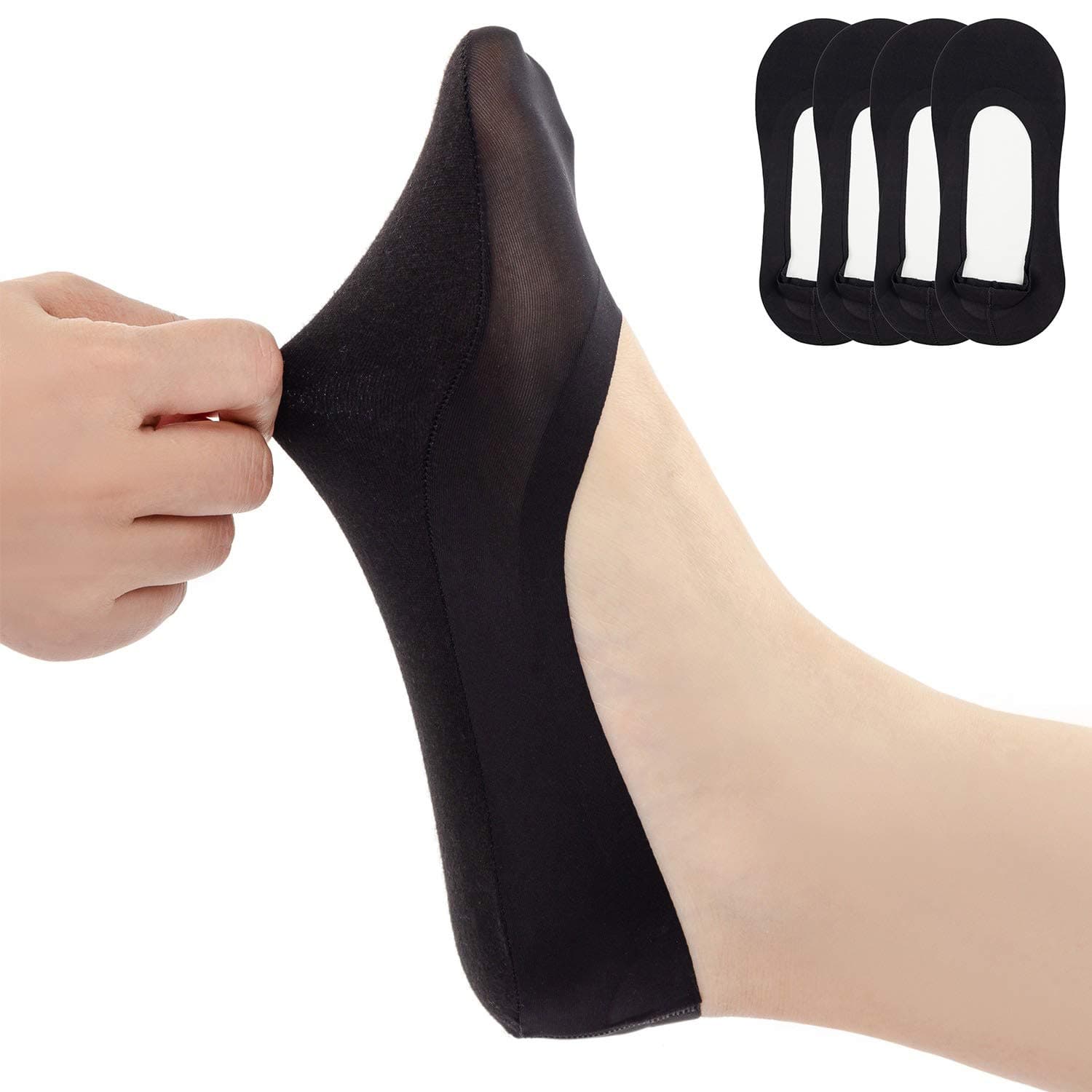 Womens No Show Thin Socks Cotton Nylon Low Cut Liner Non Slip hidden Invisible Socks for Flats Sneaker 4-6 pack