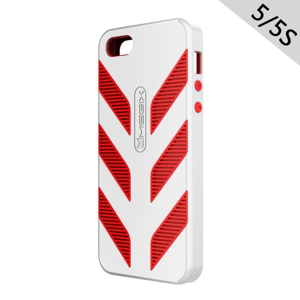 Megix Technology Double Layer Alien Armor Series Protection Hard Cover/Case for Apple iPhone 5/5S - Retail Packaging - White/Red