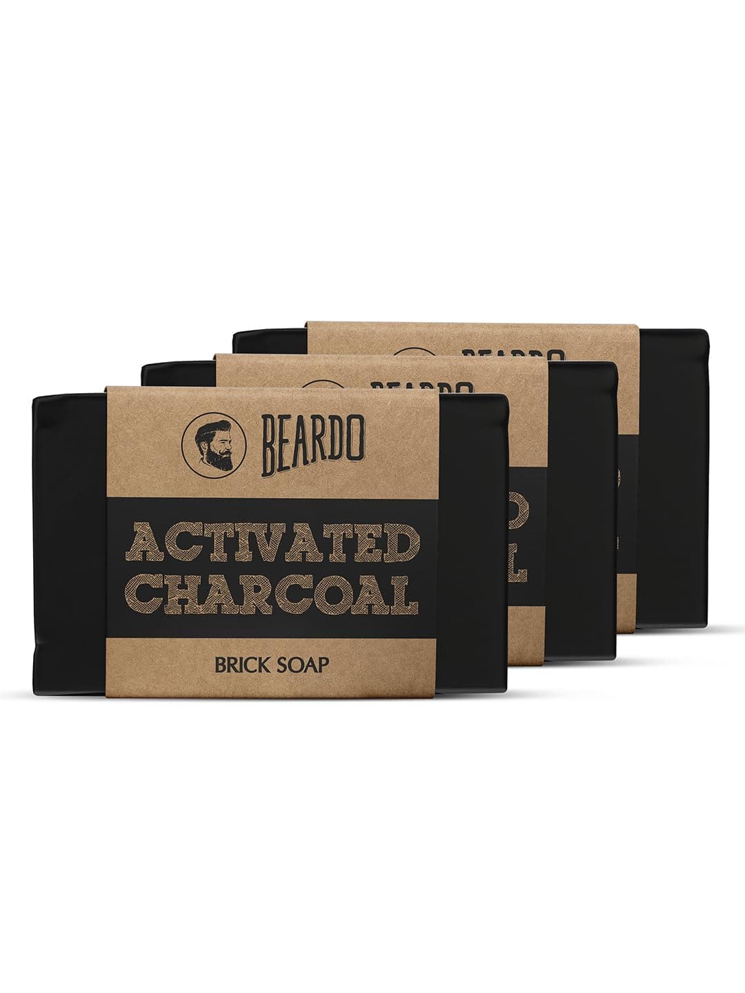 Beardo Activated Charcoal Brick Soap - (125G x 3) | With Activated Charcoal| Brick Soap for Men | Pollution Damage control| Deep Cleansing
