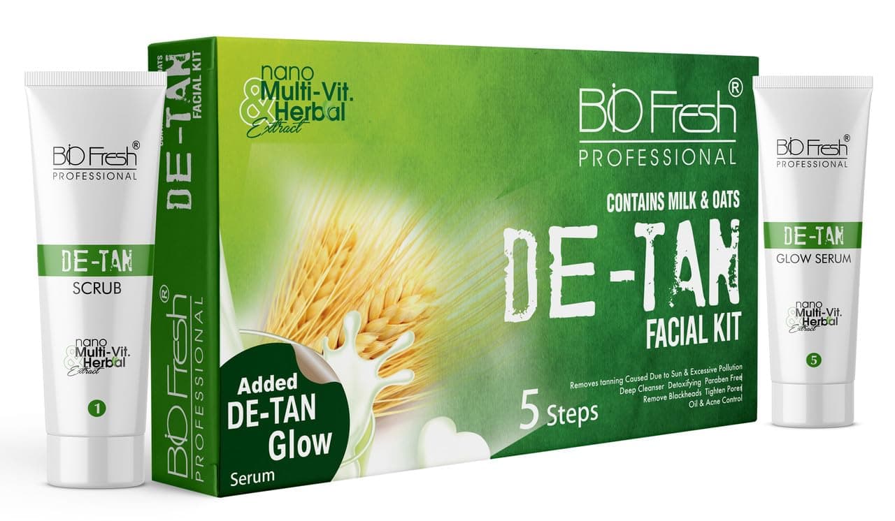 B I O F R E S H Herbal D-Tan Facial Kit For Deep Cleanses, Removes Tan, Skin Lightening & Brightening, Suitable Men and Women For All Skin Type