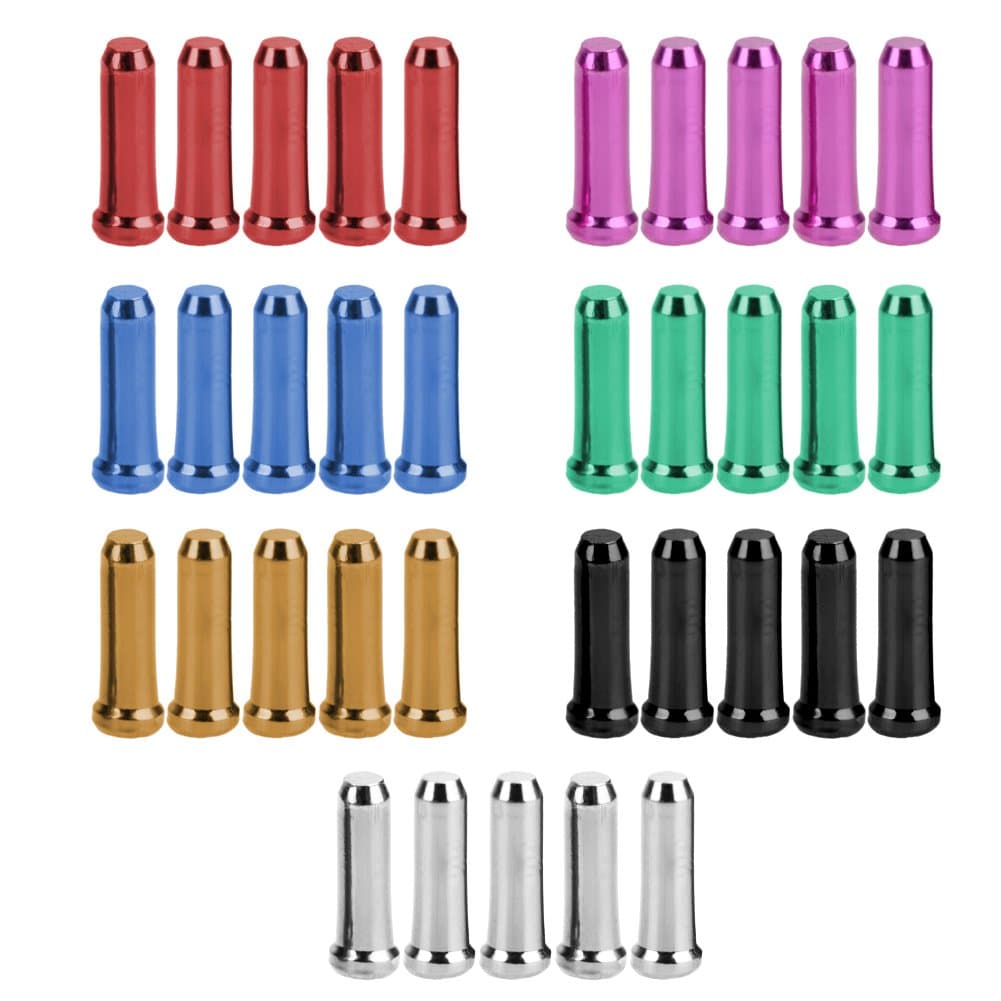 Ianify Bicycle Brake and Gearshift Aluminium Cable End Tips 35 Colors Mixed (Red, Green, Purple, Blue, Silver, Golden, Black)