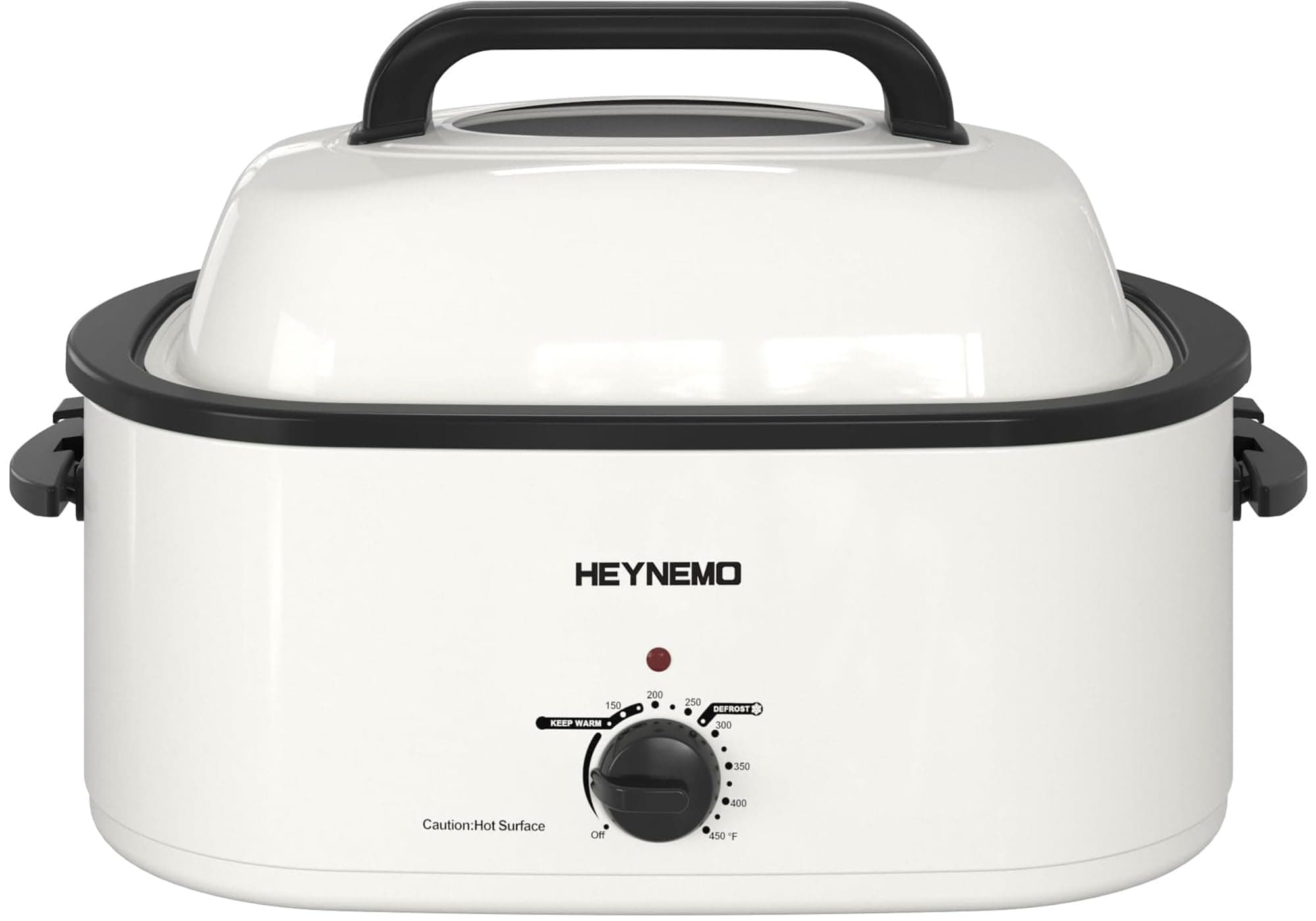 roaster Electric Oven with Viewing & Self-Basting Lid, Large Electric Roaster Pan with Defrost & Warm Function, Stainless Steel, White