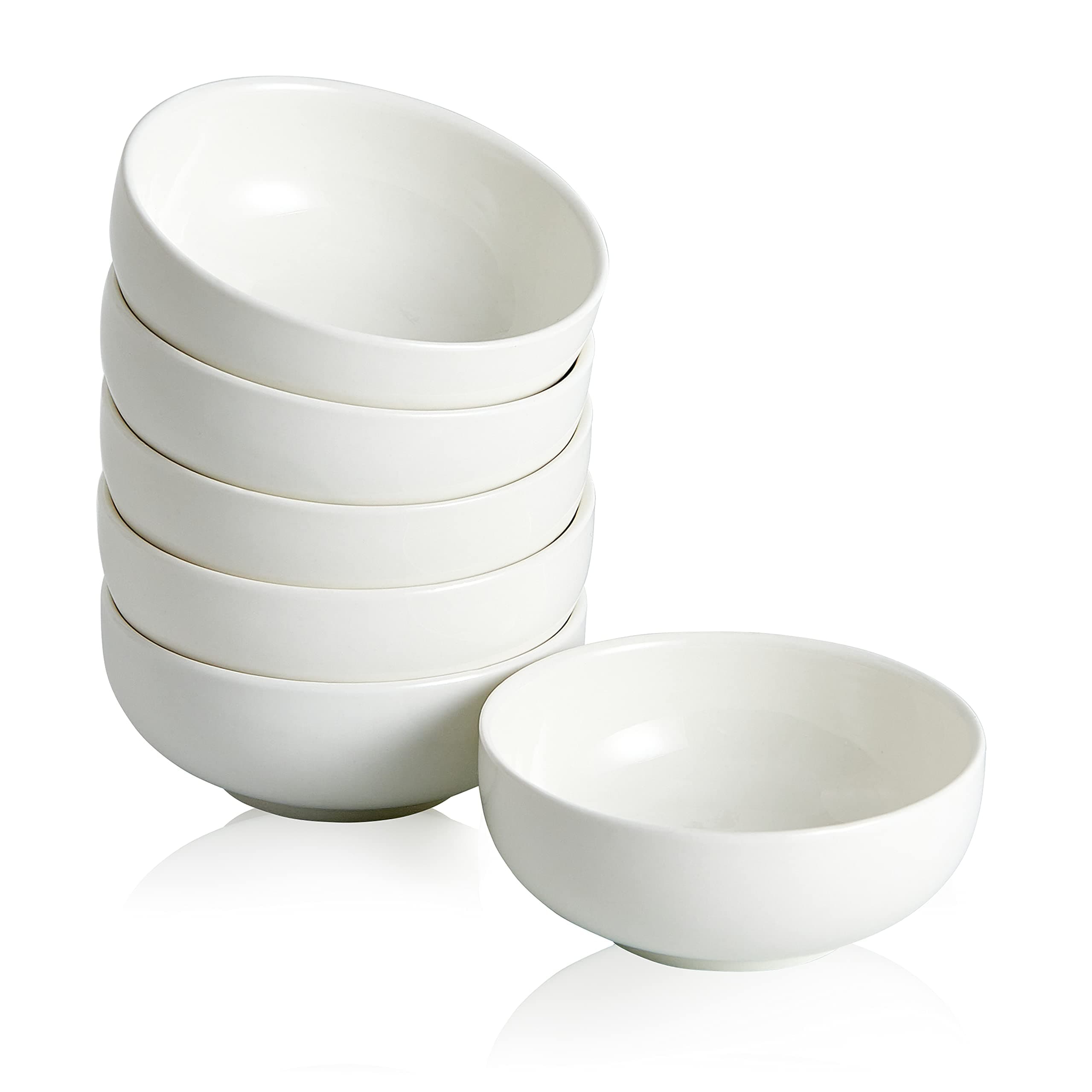 Ceramic Pinch Bowls,2.7 oz Mini Prep Dip Bowl Set,Small Dipping Salsa Charcuterie Soy Sauce Side Dish for Sushi,Set of 6 (White)