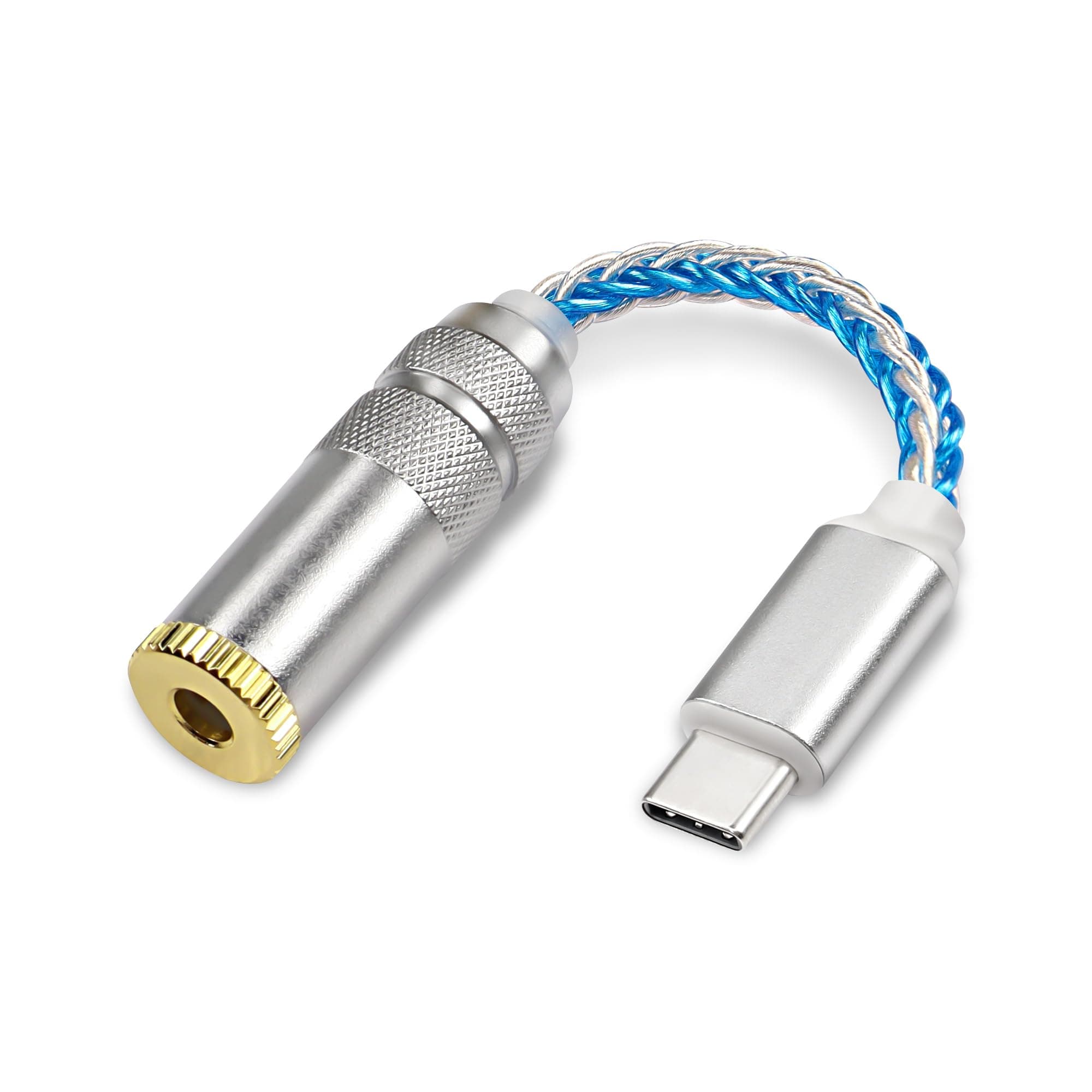 USB Type C to 4.4mm Balanced DAC Audio Adapter USB C Male to 4.4mm Female HiFi Headphone Jack Amp PCM 32bit/384kHz with 5N Single Crystal Silver Aux Cable for Phone Latop and Type C Devices