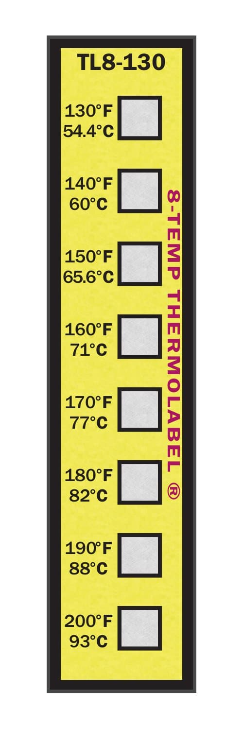8-Temp Thermolabel 130-200°F Temperature Label Pack of 16 Labels