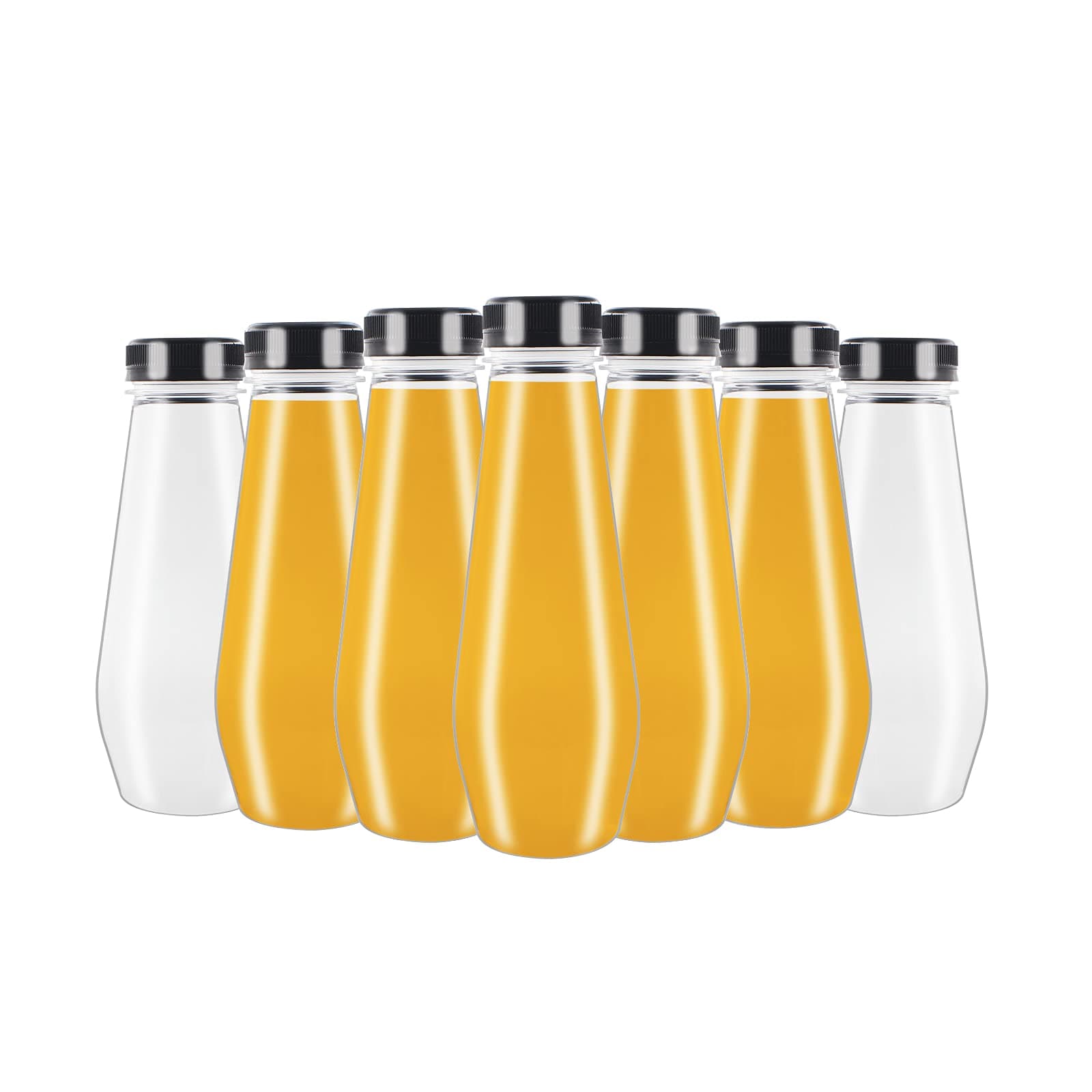 zmybcpack 20 Pack 12 OZ (350 ml) Clear PET Plastic Juice Bottles with Caps- Bulk Beverage Containers with Tamper Evident Lids- Plastic Smoothie Bottles for Juice, Milk and Other Beverage