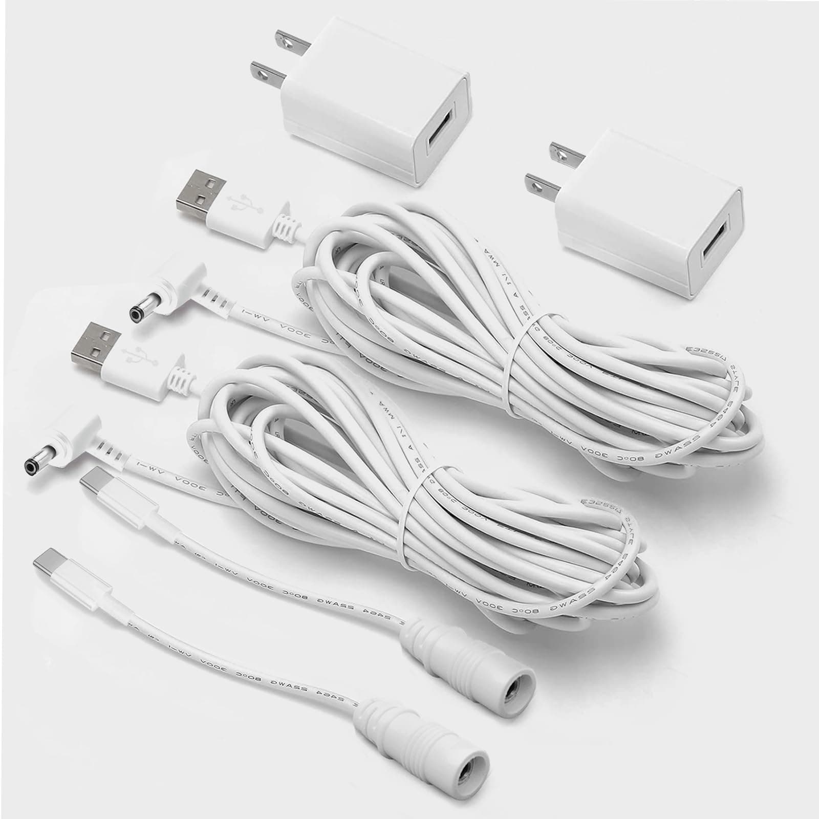 2 Pack Adapter Charger for Ring Stick Up Cam Battery/Plug-in 3rd Gen/2nd & Ring Pan Tilt Stick Up Camera,Spotlight Cam Ring Spotlight Cam Plus/Pro Indoor/Outdoor Weatherproof Charging Cable Power Cord