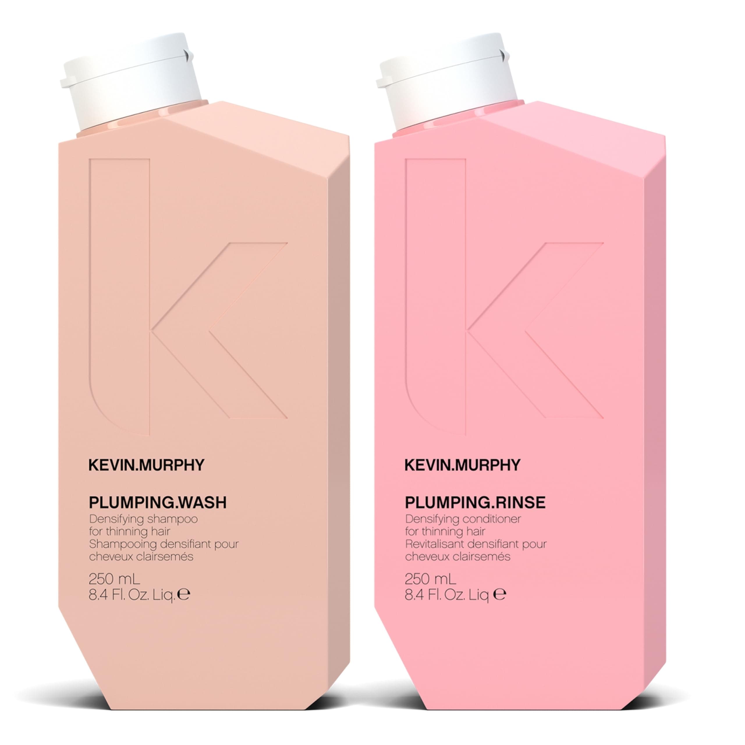PLUMPING.WASH & RINSE - Densifying Shampoo for Thinning Hair - Thickening Hair Conditioner - For Fine, Thin & Ageing Hair - 250 mL / 8.4 fl oz - 2 Pack
