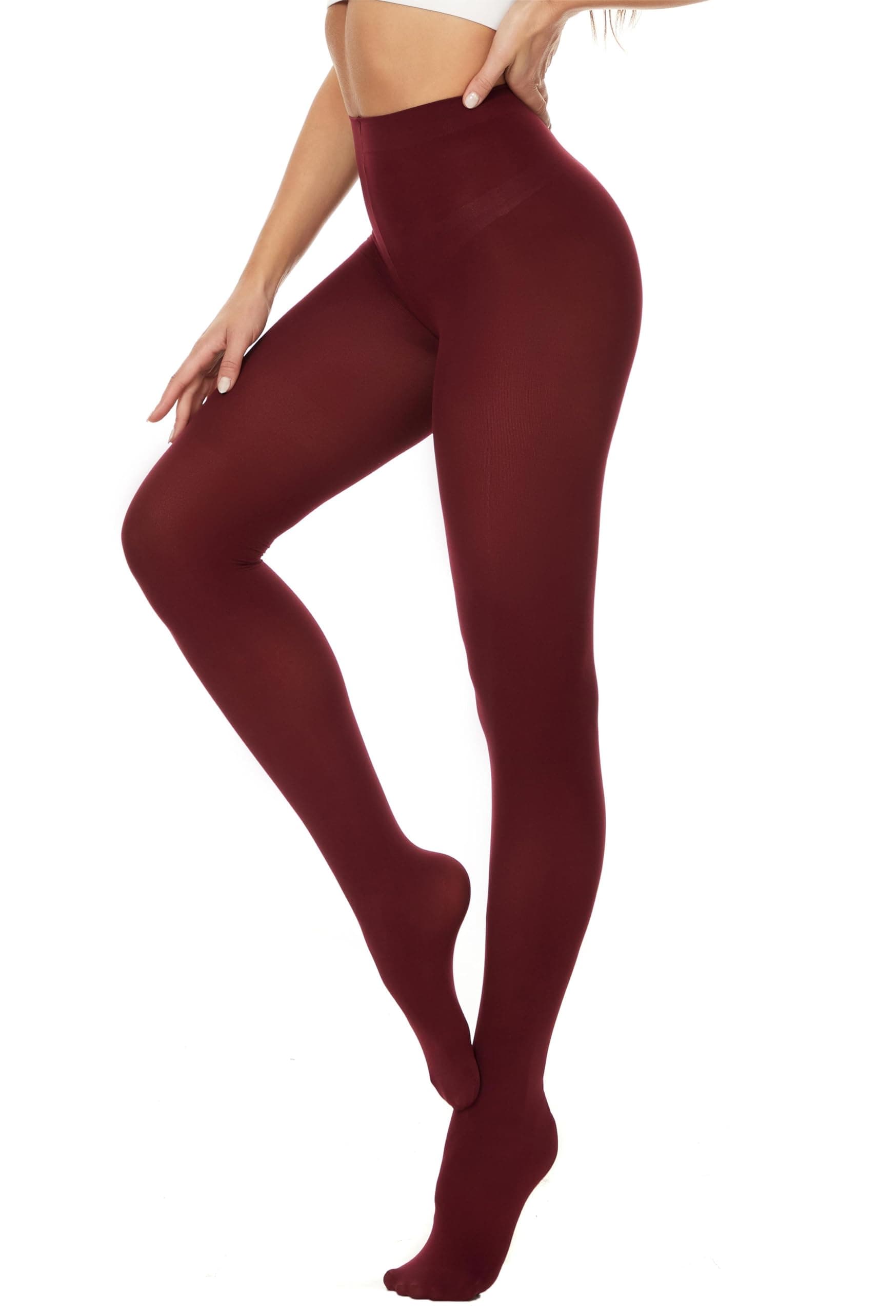 Womens 80 Denier Opaque Tights, Women's Soft Solid Color Footed Pantyhose, High Waist Stocking with 30+ Colors