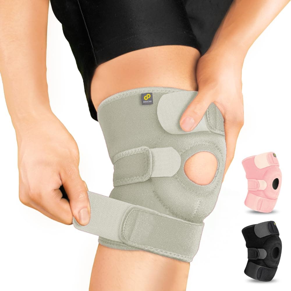 Bracoo Knee Support Brace for Men Women, Adjustable Compression Sleeve Wrap Patellar Pad Tendon - Arthritis Pain, meniscus tear, Injury Recovery, Running, Workout, KS10