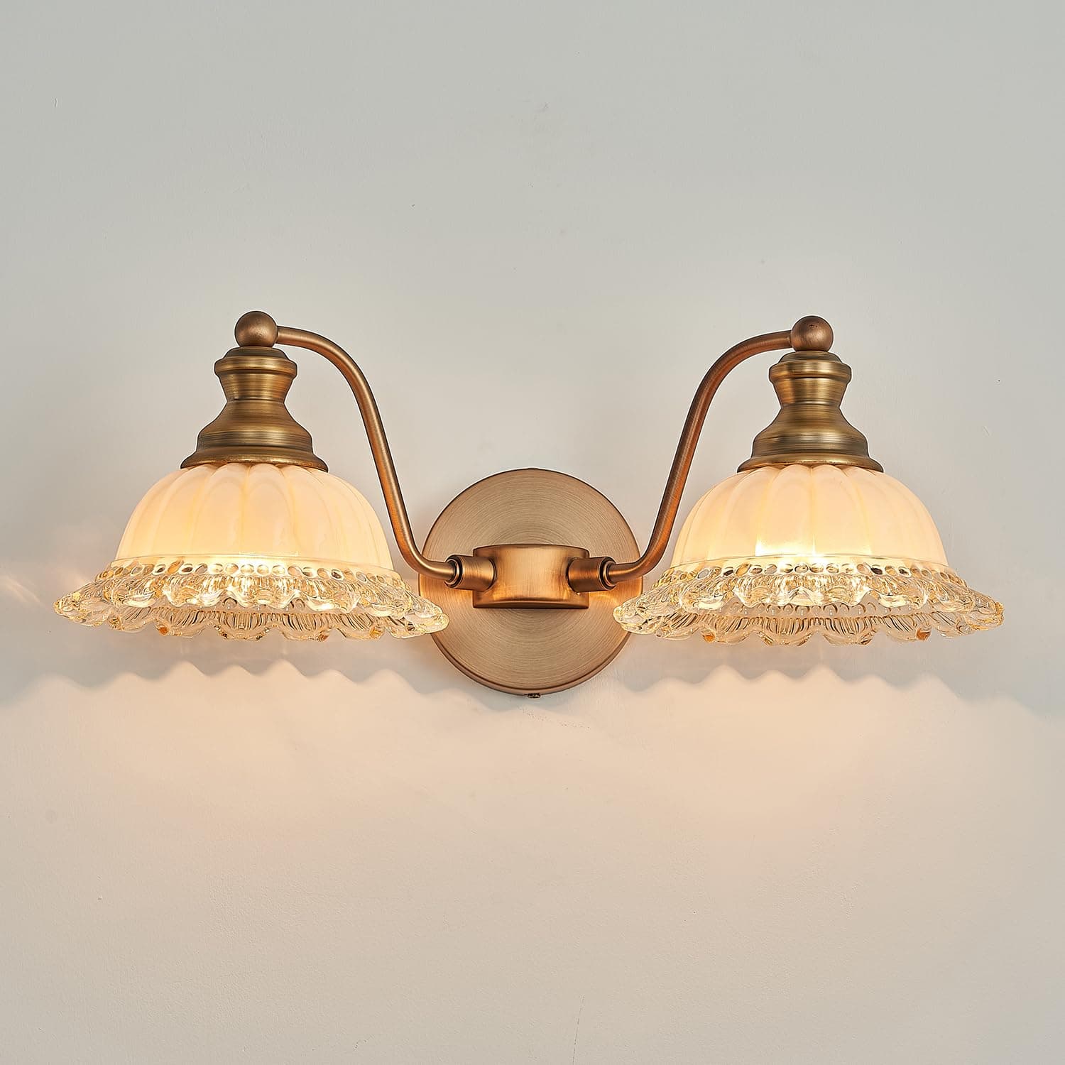 Vintage Vanity Light Brushed Brass 2 Light Vanity Lights for Bathroom Vanity Light Fixtures