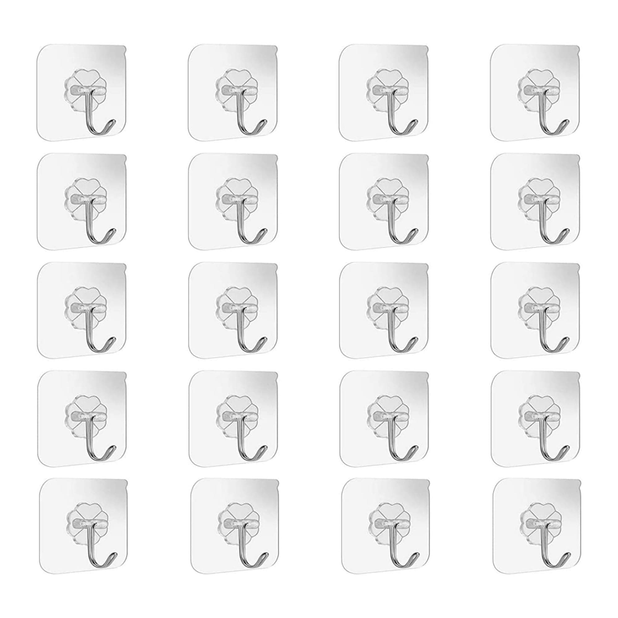 Sulfar Adhesive Hooks Heavy Duty Wall Hooks 20Pack 8Kg Max, Self Adhesive Hook