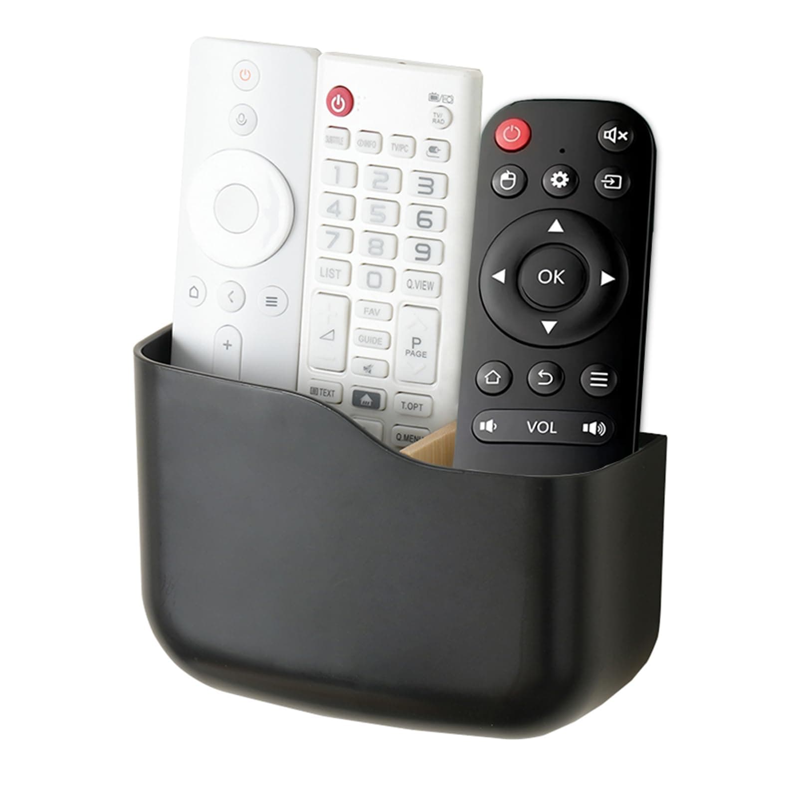 SUNFICON Remote Control Stand Adhesive Wall Mount Multimedia Player Controller Organizer TV Remote Control Universal Cart Box Tray Bottom Slot H