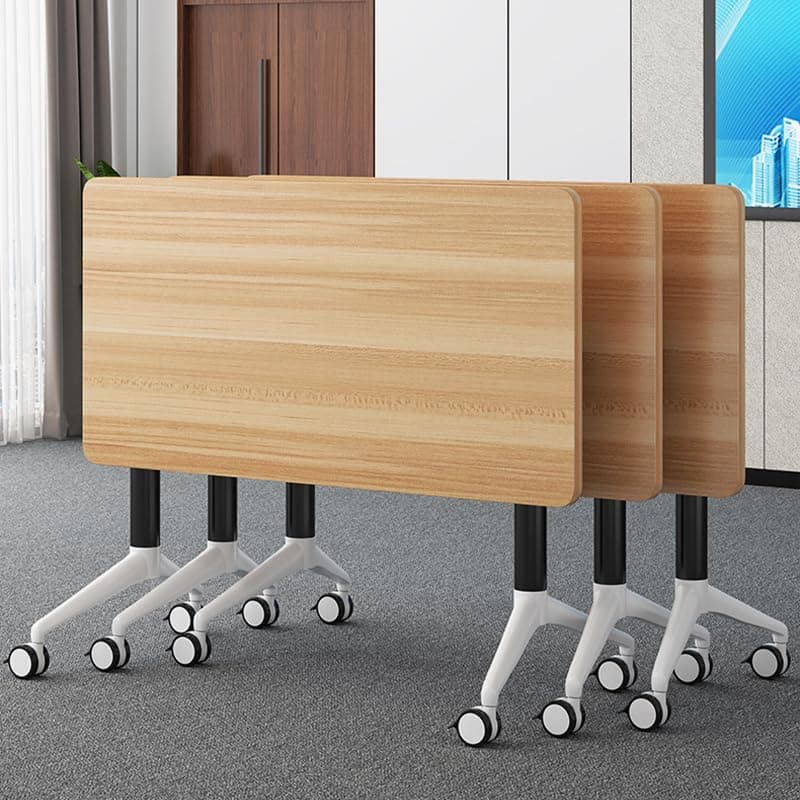 Conference Table, Folding Conference Room Tables with Flip-Top Design, Mobile Rectangular Modular Tables for Office Meetings and Training Sessions (Yellow, 63×23.6×29.5in)