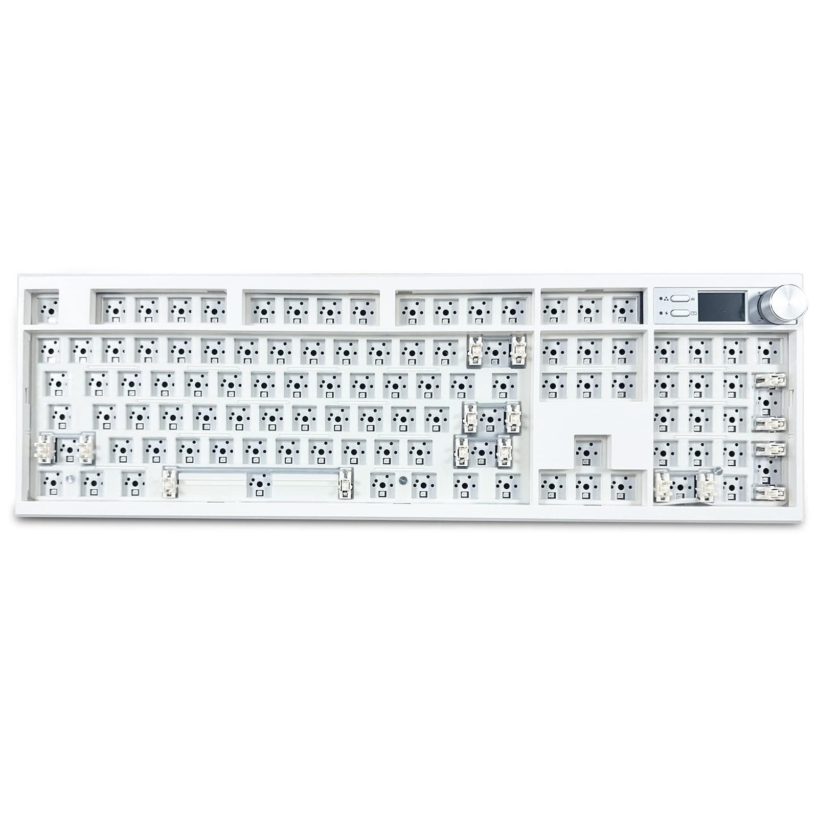 ZMXGMK104 Mechanical Keyboard Kit with Screen&Knob,VIA Programmable Hot Swap Gasket Mounted PCB Custom RGB Barebones Keyboard Wireless BT5.0/2.4GHz/USB-C Wired Full Size Gaming DIY Kit (White)
