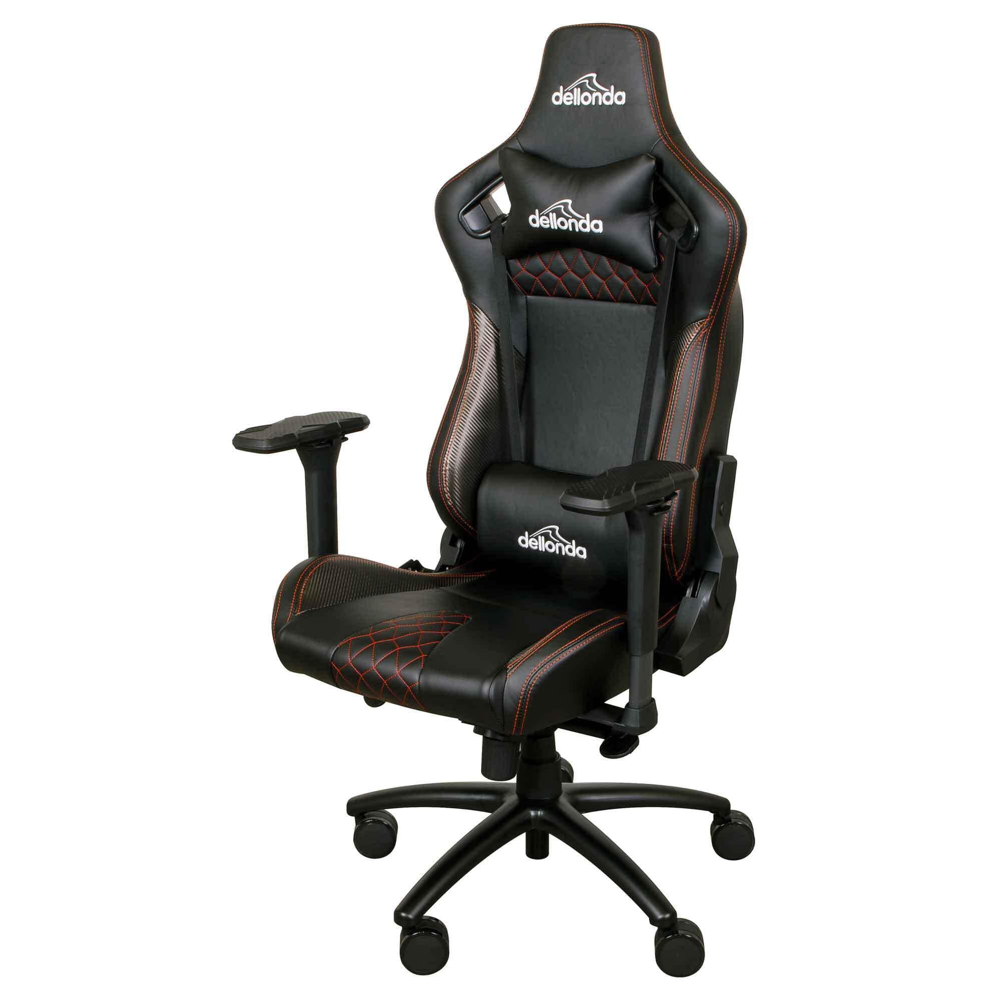 Dellonda Adjustable Deluxe Gaming Chair with Headrest & Lumbar Support Black & Red - DH48