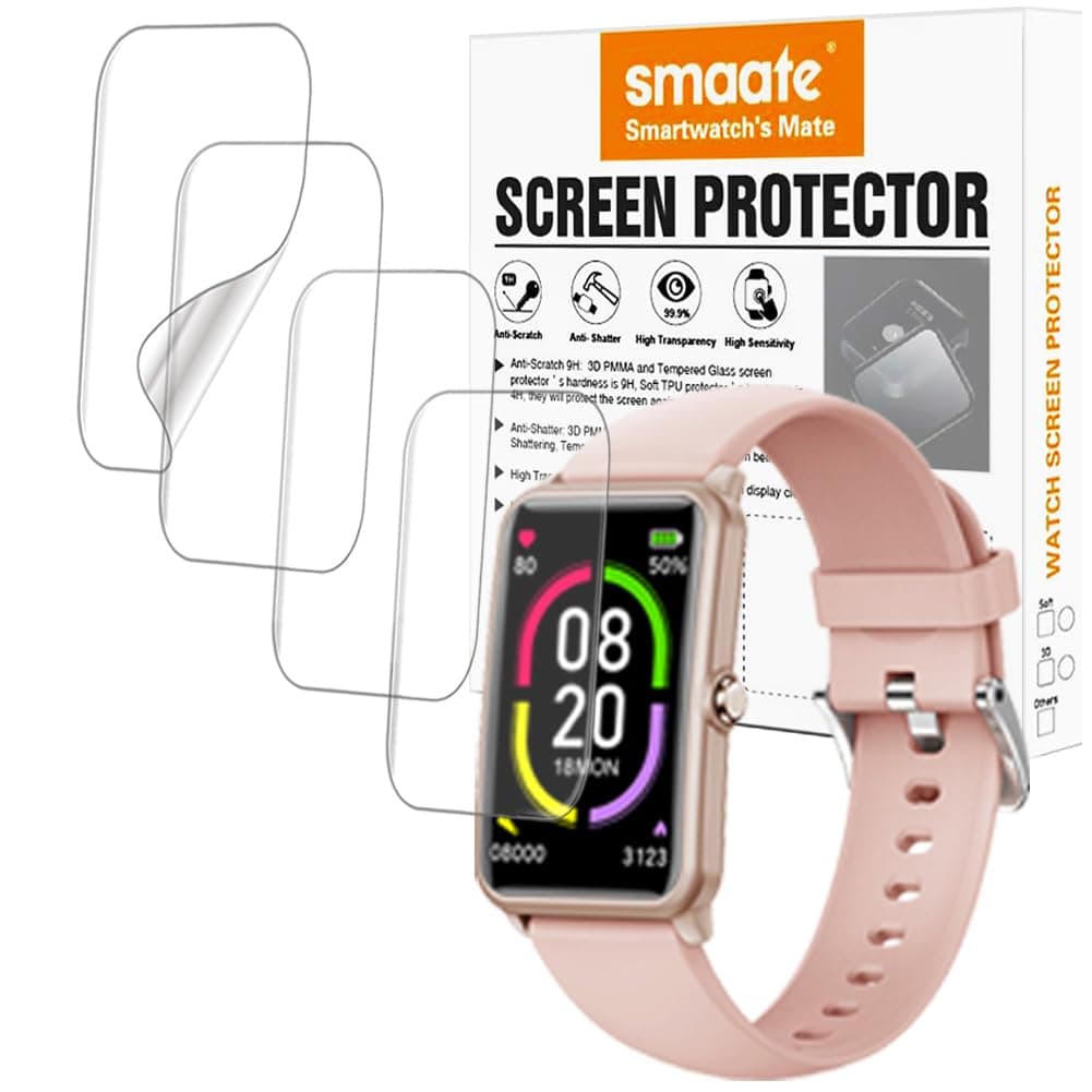 smaate Soft Screen Protector for H86 Compatible with MOREPRO, FITVII Fitcloud Pro H86 1.57 Inch Smartwatch for Women 4 Pack TPU Square Bubble Free Self Healing Full Coverage Anti-Scratch