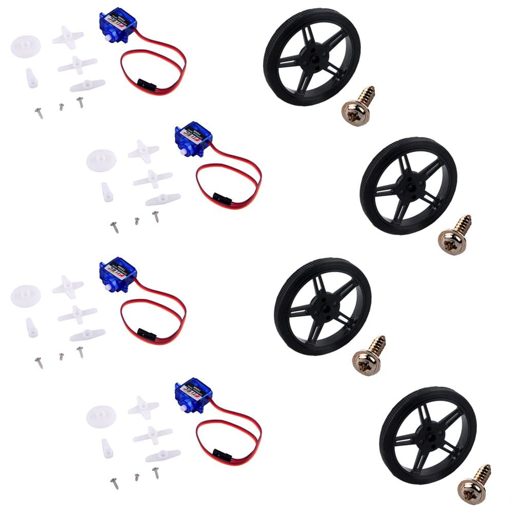Feetech FS90R Analog Servo 360 Degree Continuous Rotation Micro RC Servo with Wheel for RC Car plane Robot (4 sets)