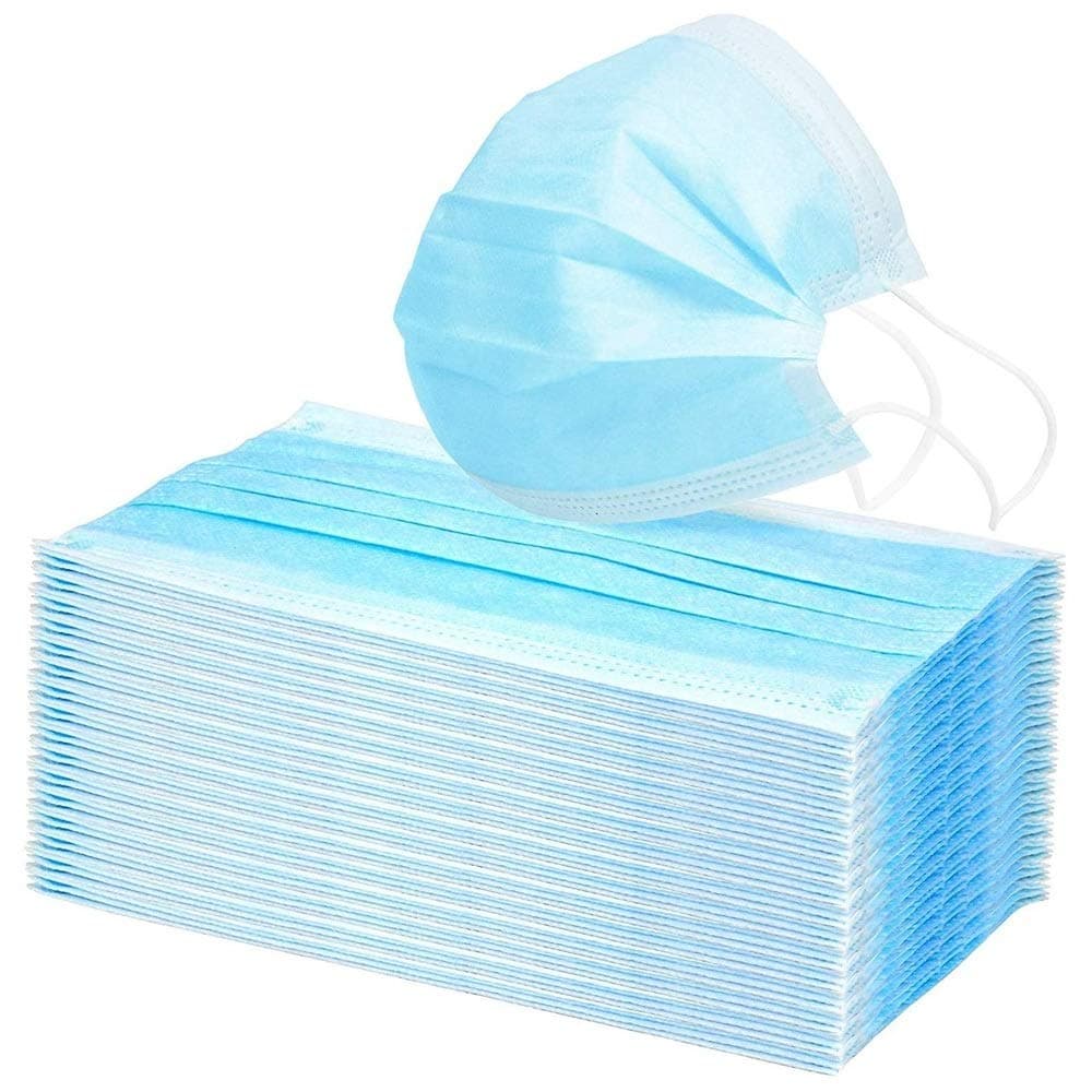 Onefull Face Mask Disposable,50 PCS With Ear Loops Cup Masks Breathable Earloop Face Mask 3 Layers Masks