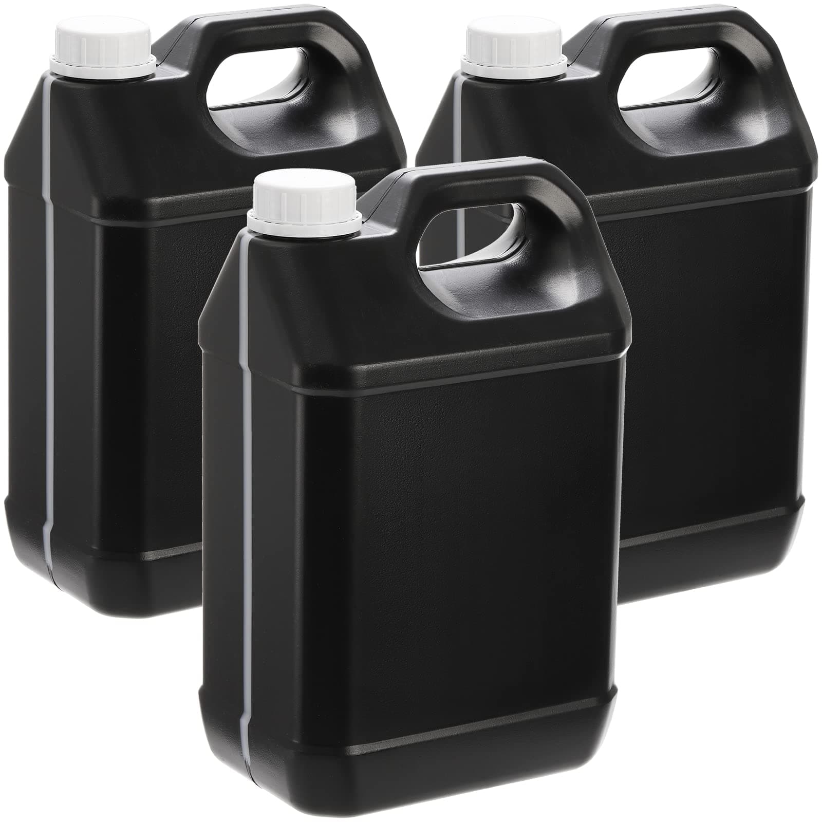 Hacaroa 3 Pack Plastic Storage Jug for Non-Flammable Liquid, 1 Gallon/4L HDPE Motor Oil Container with White Lid&Ergonomic Handle, Black Empty Bottle for Bleach, Detergent, Lubricant, Not for Fuel Use
