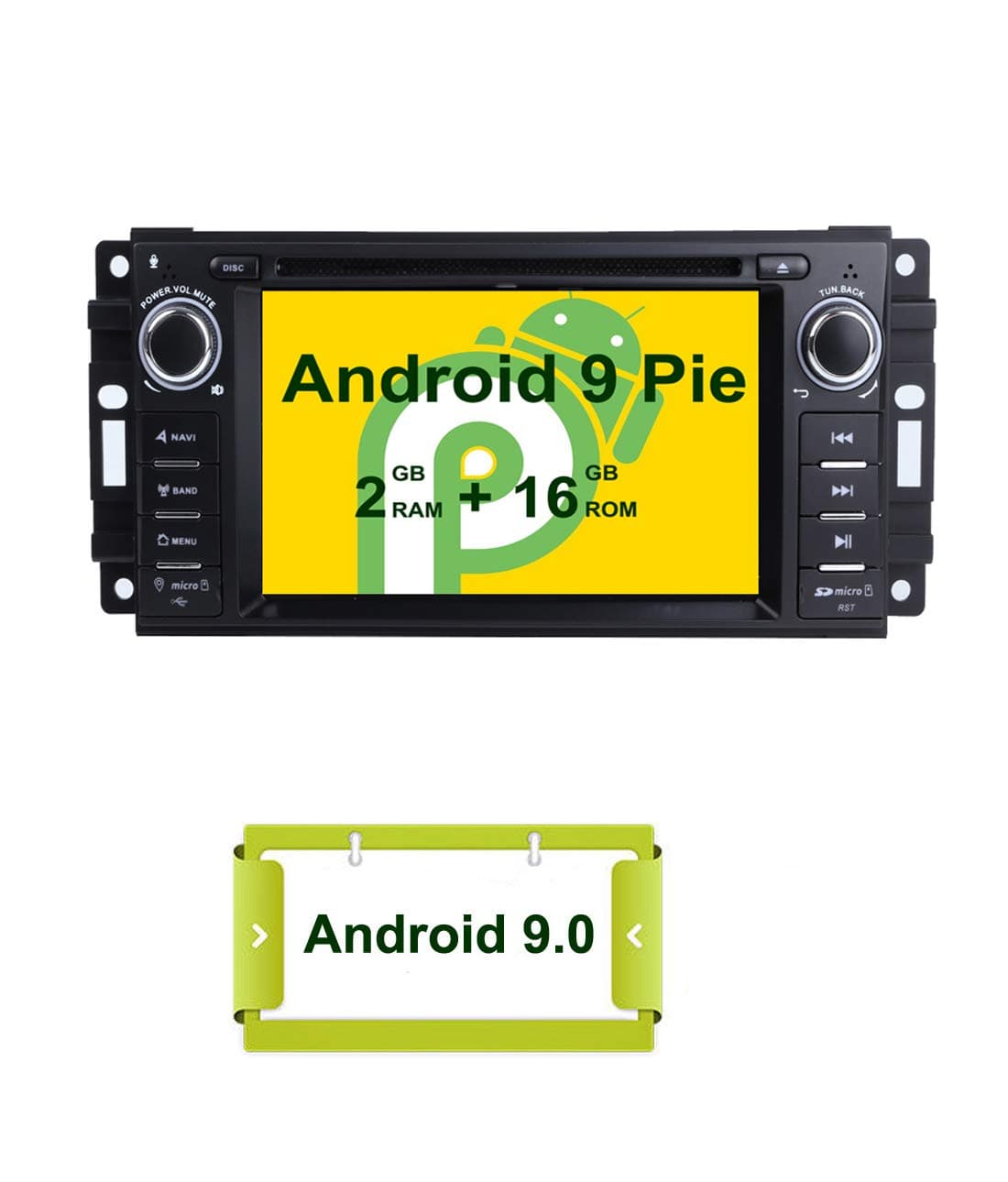 SMARTNAVI Android 9.0 Car Stereo GPS DVD Player for JEEP DODGE CHRYSLER Head Unit 6.2" Touch Screen Indash Radio Receiver with Navigation Bluetooth/3G/Mirror Link