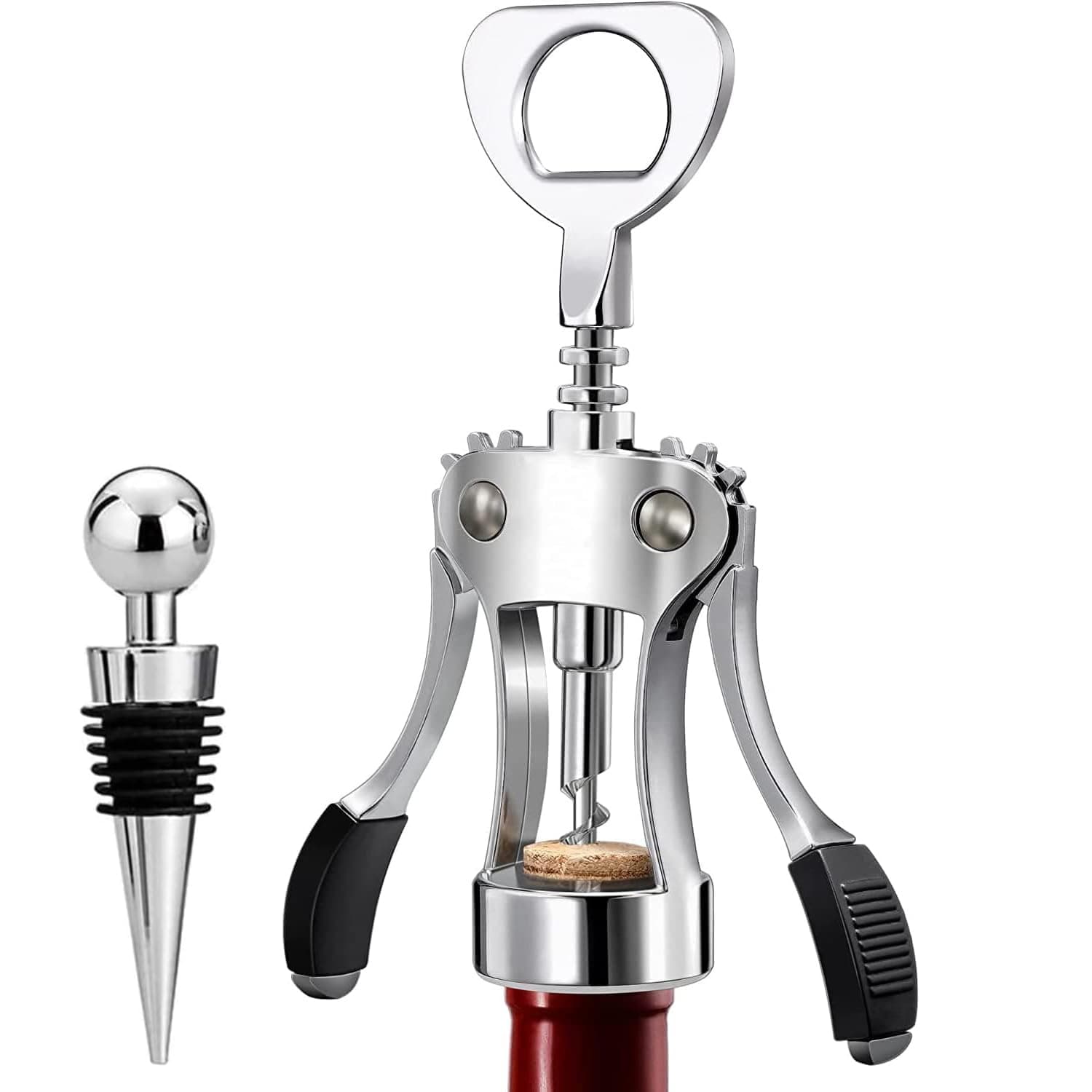 Wine Opener Wing Corkscrews Wine Bottle Openers Multifunctional Corks Beer Caps Remover for Bartender and Waiters Kitchen Bar Restaurant