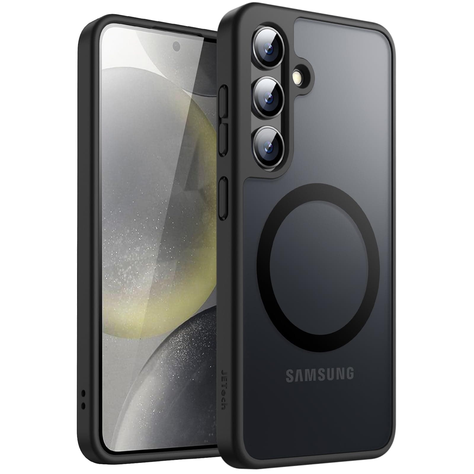 JETech Magnetic Case for Samsung Galaxy S24+ / S24 Plus 5G, Compatible with MagSafe, Translucent Matte Back Shockproof Phone Cover (Black)