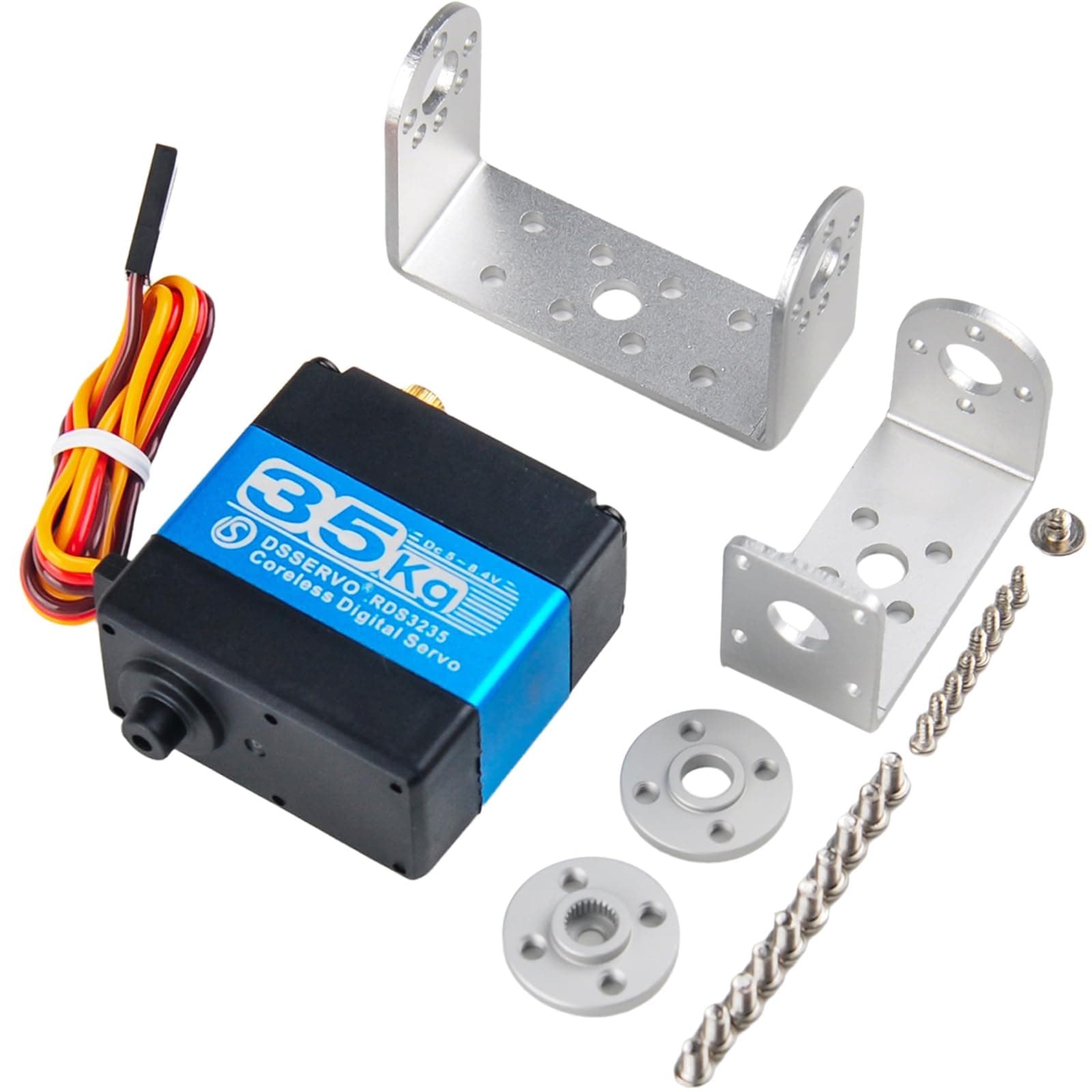 RDS3235 Digital Servo Robot Servo Coreless Motor 35KG High Torque Metal Gear DC5-7.4V with U- Shaped Servo Bracket Arm Plate for DIY Robotic(180 Degree)
