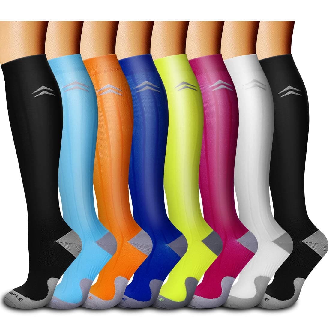 Copper Compression Socks For Women & Men Circulation (8 Pairs) - Best for Running,Hiking, Cycling,Travel,Pregnancy