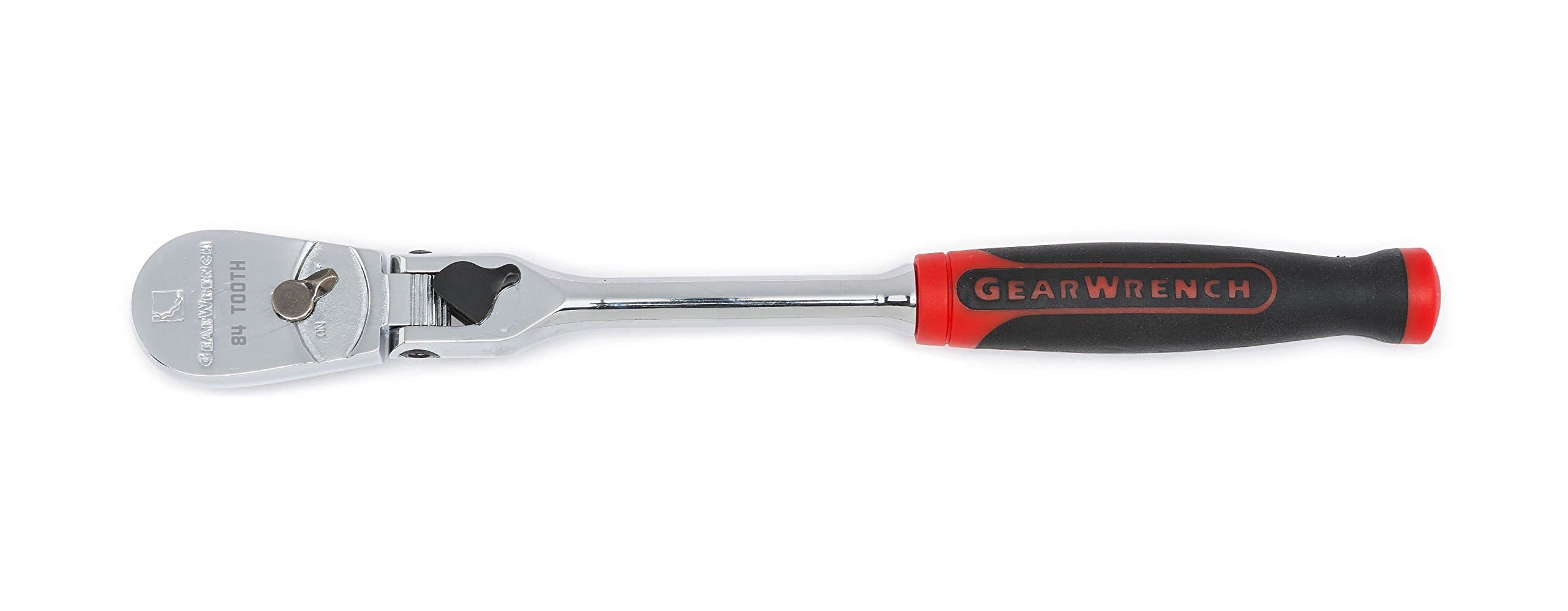 GEARWRENCH 1/4" Drive 84 Tooth Dual Material Locking Flex Head Teardrop Ratchet, 8-1/4" - 81016