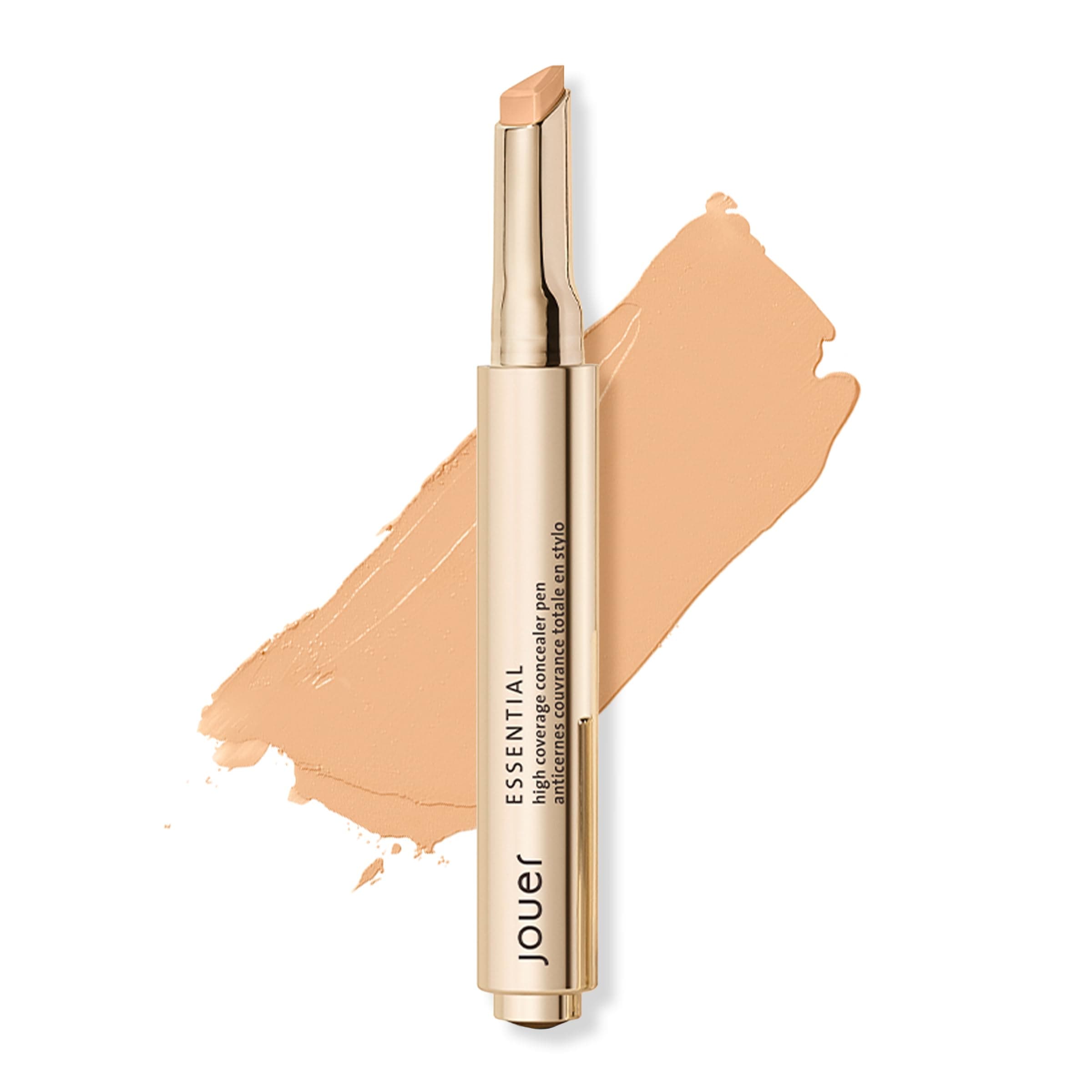 Jouer Essential High Coverage Concealer Pen - Under Eye Concealer for Dark Circles - Brightening Makeup for Eye Circles - Color Corrector Eye Primer with Hyaluronic Acid and Vitamin E