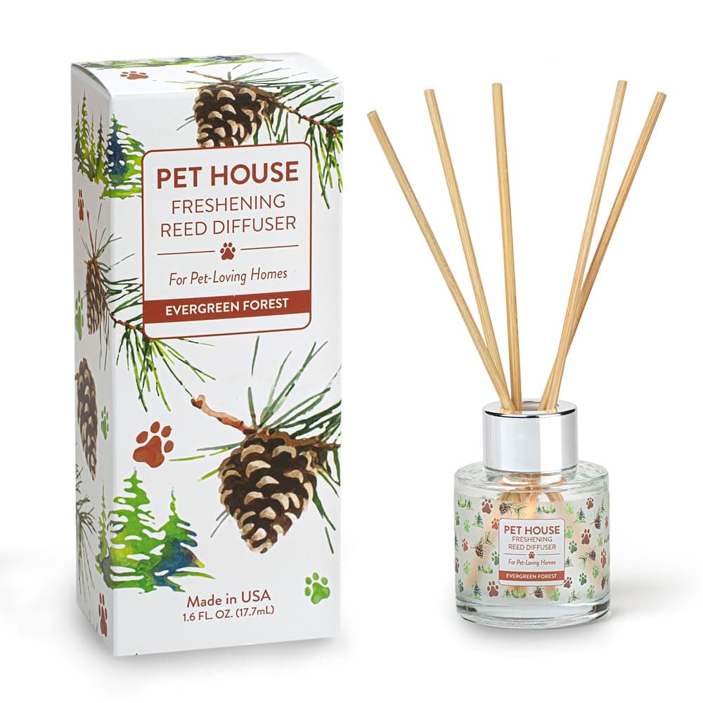 Pet House Evergreen Forest Reed Diffuser with Bamboo Sticks, Long Lasting Pet Air Freshener - Scented Oil Diffuser for Home