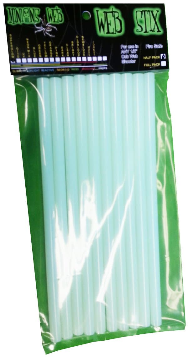 Minions Web WebStix Super Glow Pound Pack - GITD Hot Melt Cobweb Sticks, for Cob Web Gun/Spider Web Blaster/Cob Web Shooter