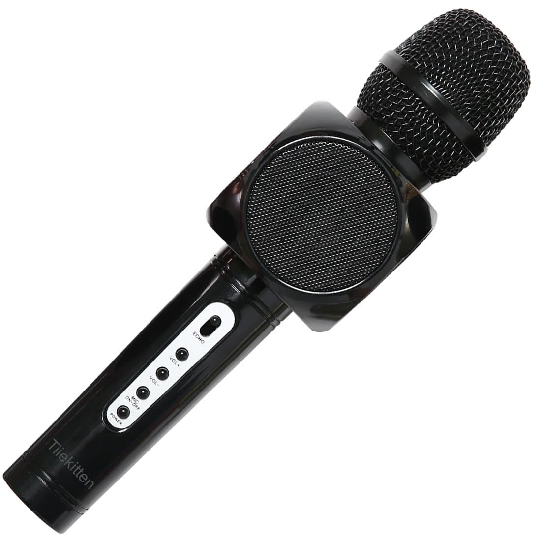 Portable Microphones and Speaker for Singing Bluetooth Karaoke Microphone Singing Machine Bluetooth Speakers Dual Speakers 2 Vibrating Diaphragm (Jet Black)