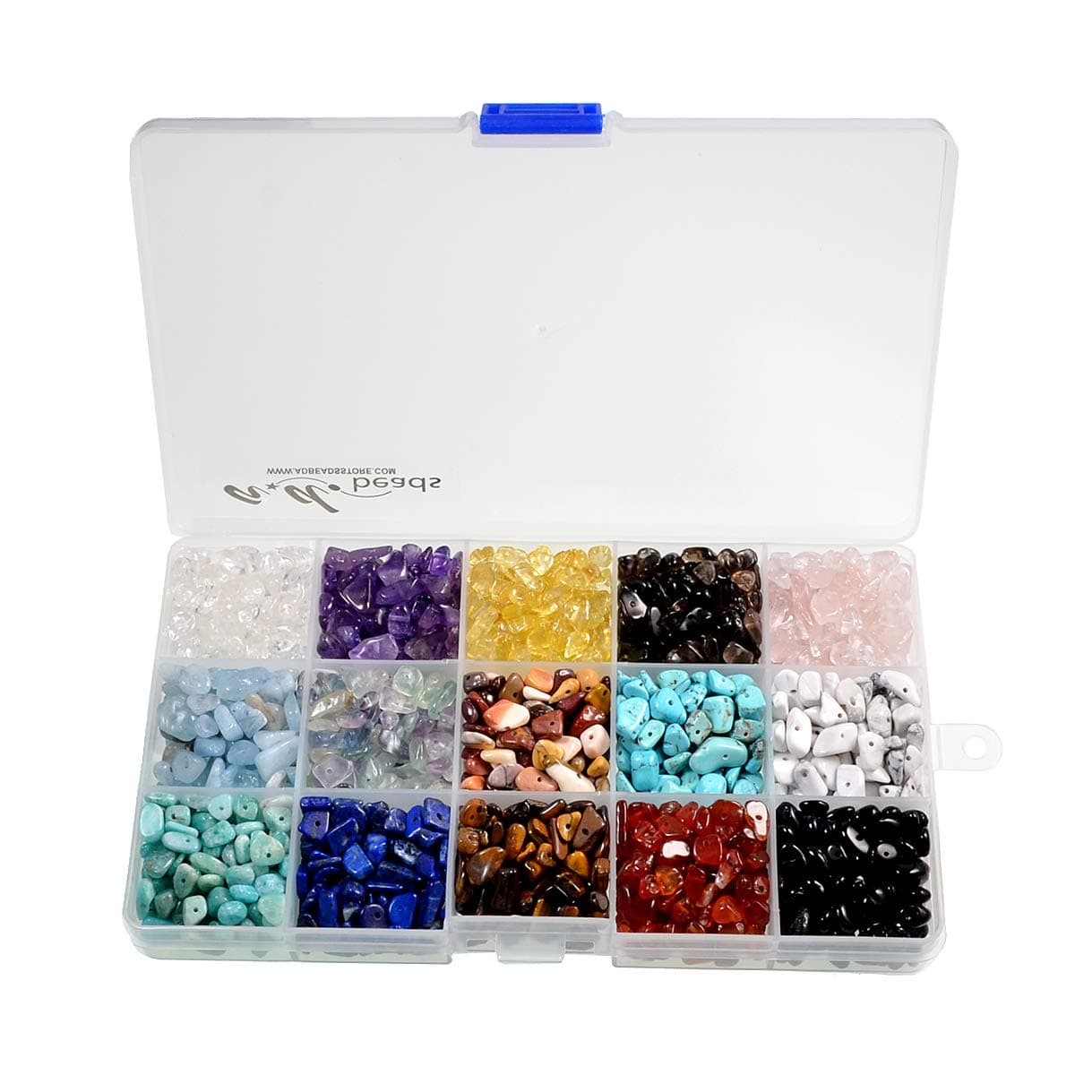 AD Beads Natural Chips Nuggets 5-10mm Freeform Tumbled Irregular Gemstone Beads 34" or 15 Mixed Color Loose Chips Box Set (Mix Box Set)