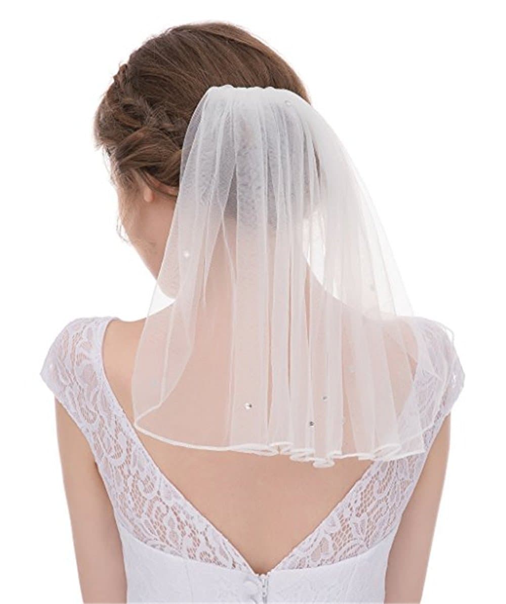 Lestacy Bridal Collection Short Satin Ribbon Edged Veil