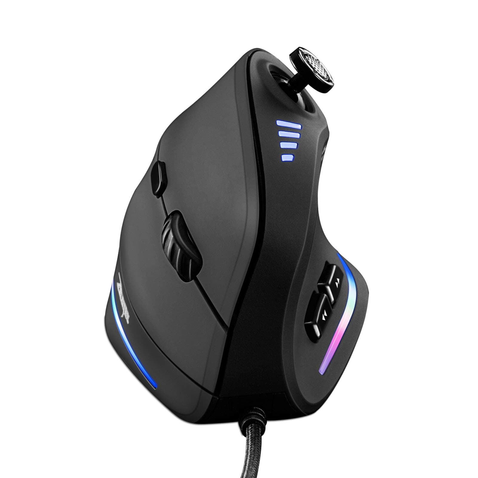 TRELC Gaming Mouse with 5 D Rocker, Ergonomic Mouse with 10000 DPI/11 Programmable Buttons, Vertical Gaming Mice Wired for PC/Laptop/E-Sports/Gamer (Black)