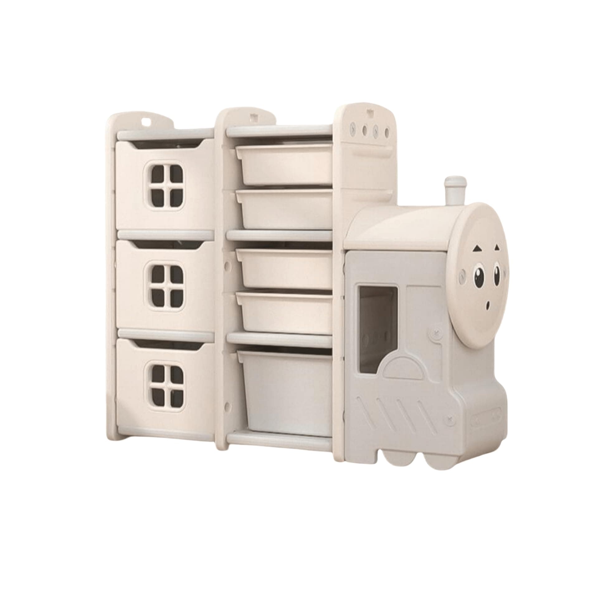 Multifunction floor standing layered storage rack for children, Kids Storage Bins Toy Boxes,baby reading bookshelf, and luxury toy storage rack for children(off-white) 