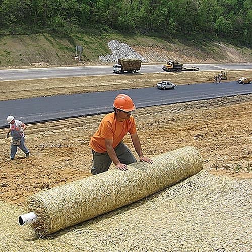 Enviroscape Straw-Coconut Erosion Control Bio-Degradable Blanket Roll - 8 x 113 Foot