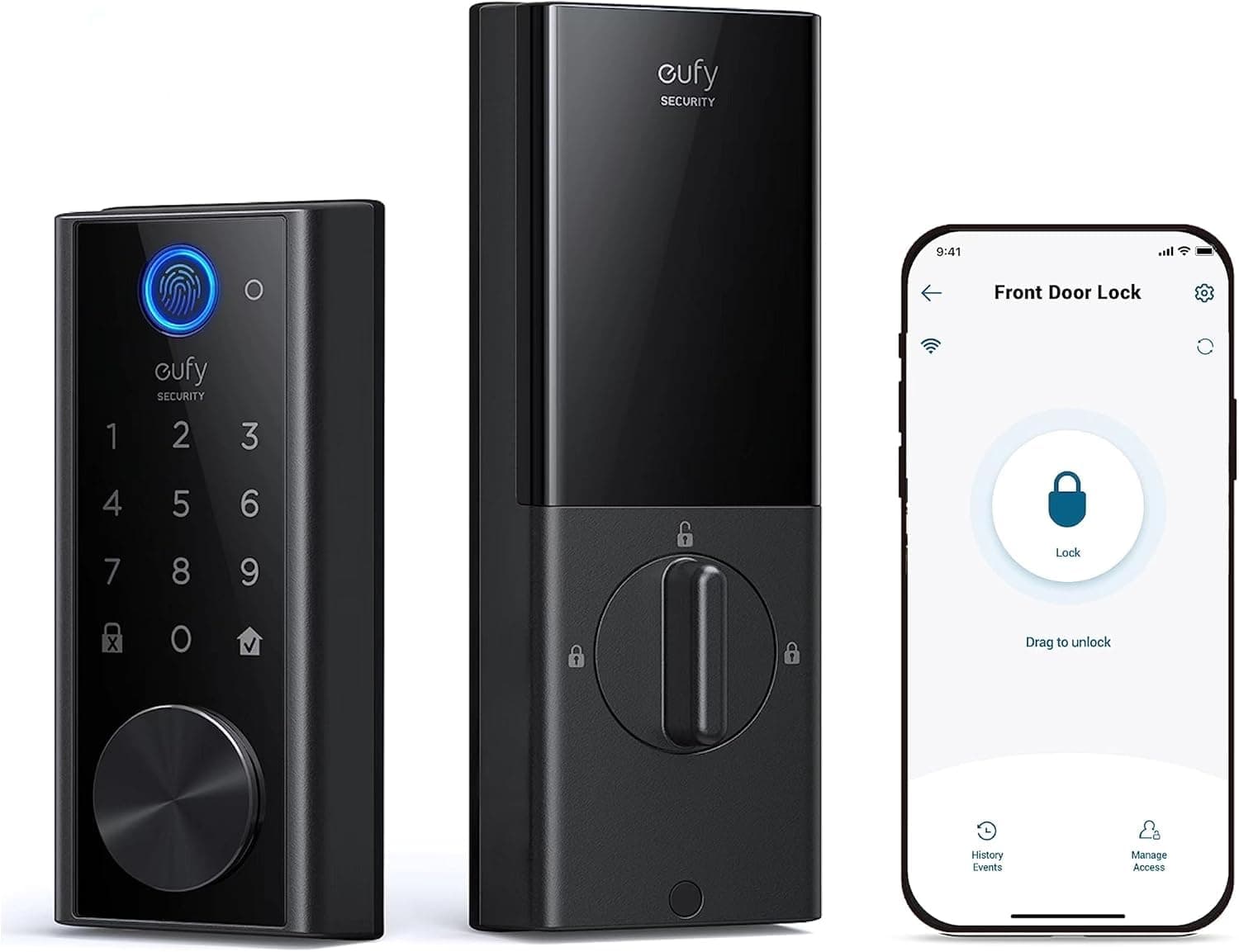 Smart Lock Touch, Remotely Control with Wi-Fi Bridge, Fingerprint Keyless Entry Door Lock, Bluetooth Electronic Deadbolt, Touchscreen Keypad, BHMA Certified, IP65, Black, (T8510)