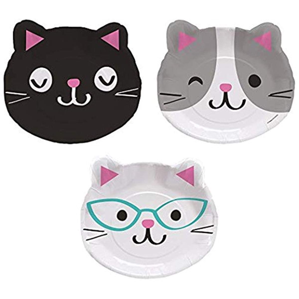 Creative Party Cute Cats Shaped Paper Dinner Plates - 8 Pcs, 328704