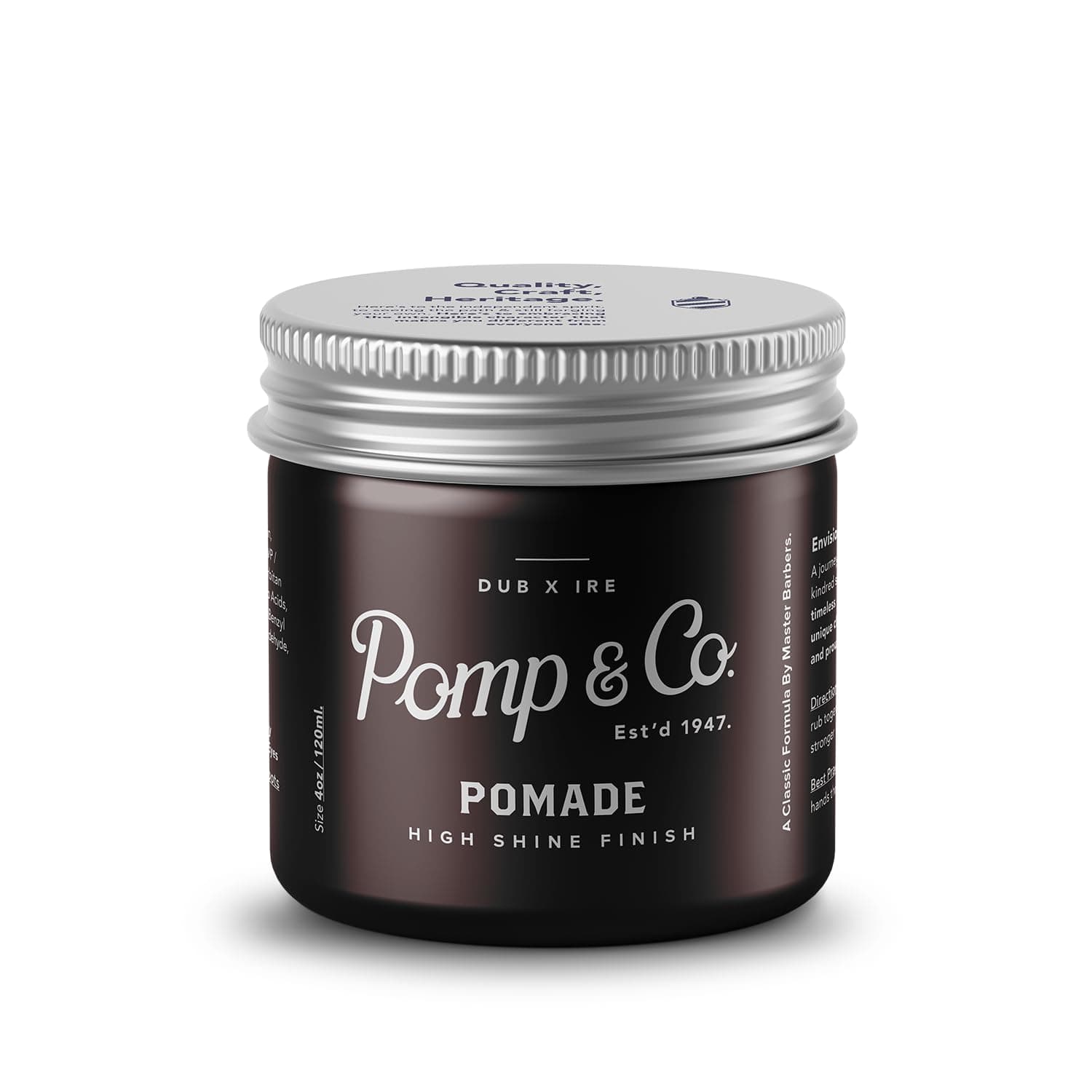 Pomp & Co High Shine Pomade, Mens Styling Pomade For A medium Strong Hold With A Wetlook Finish, Water Based Pomade 120ml